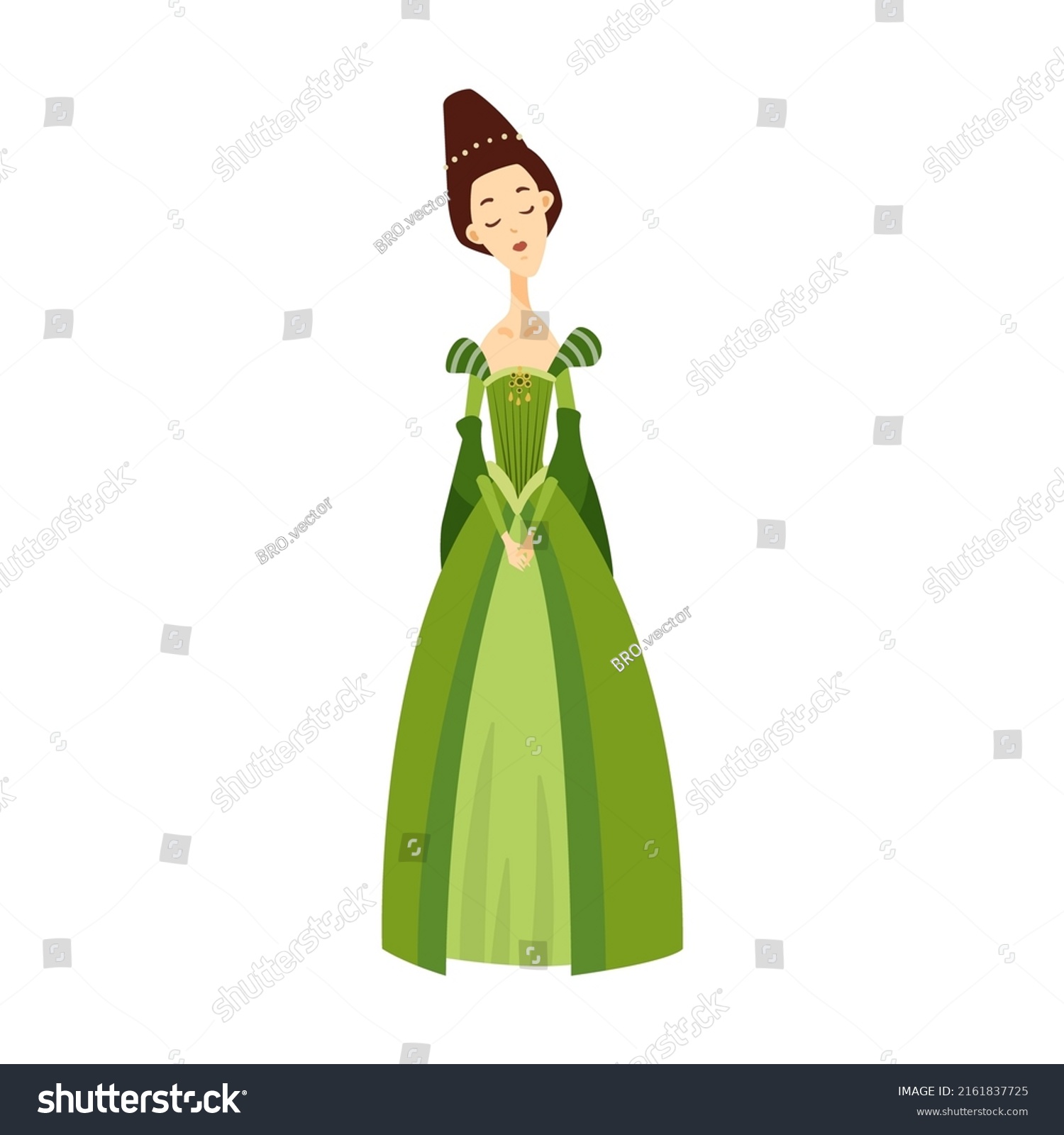 Women Aristocrat Medieval Costumes Cartoon Illustration Stock Vector 