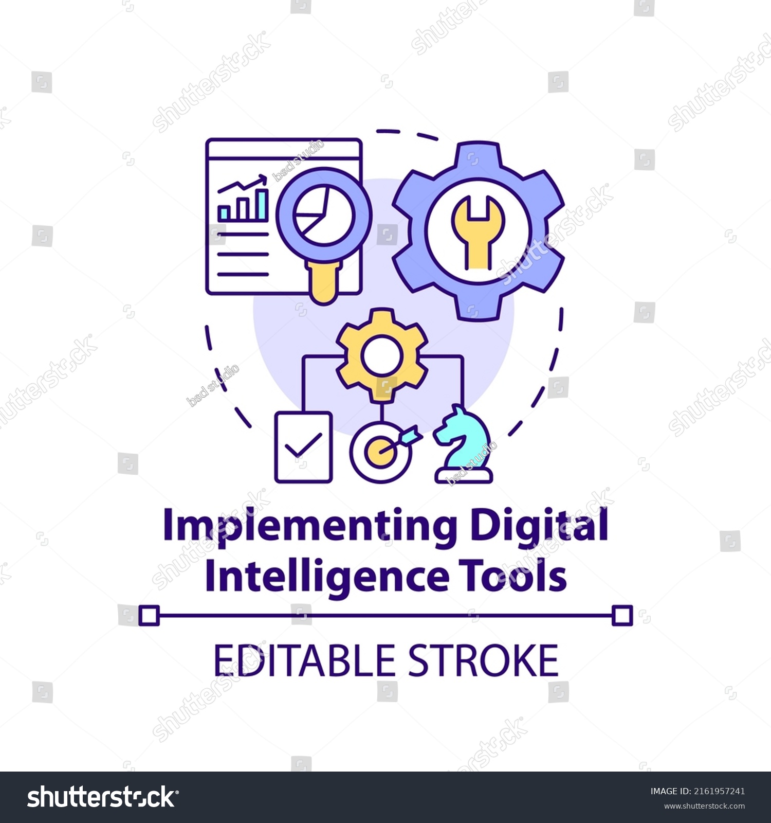 Implementing Digital Intelligence Tools Concept Icon Stock Vector ...