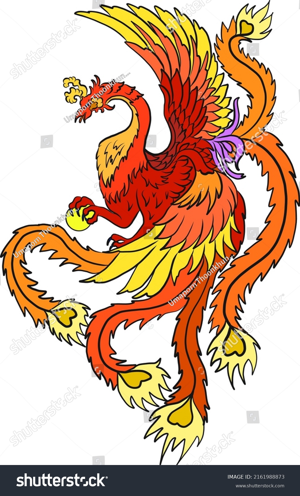 Beautiful Line Art Phoenix Tattoo Design Stock Vector (Royalty Free ...