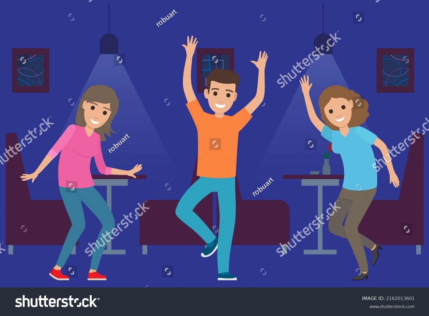 Young People Dancing Night Club Celebration Stock Vector (Royalty Free ...