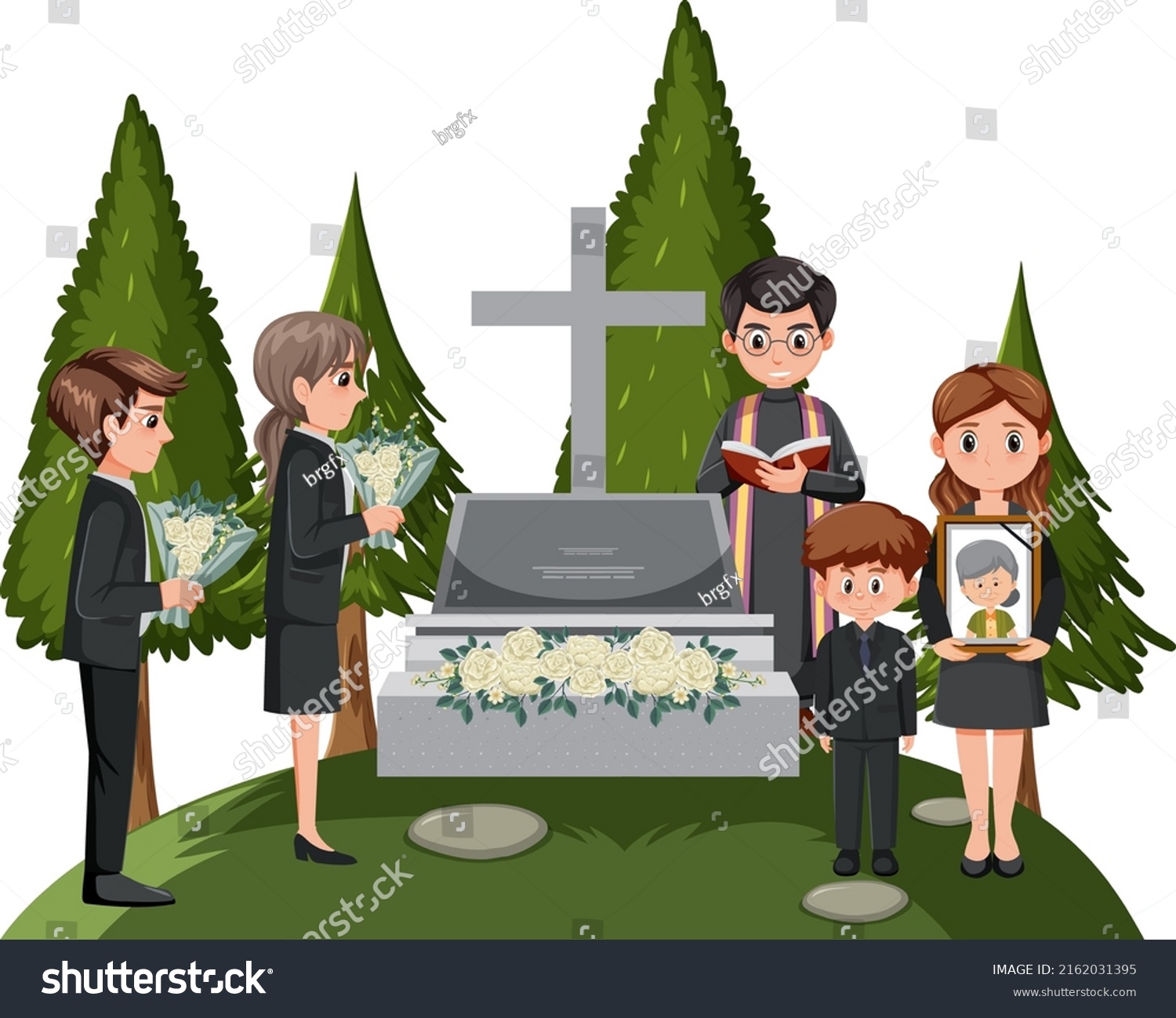 People Funeral Ceremony Illustration Stock Vector (Royalty Free ...