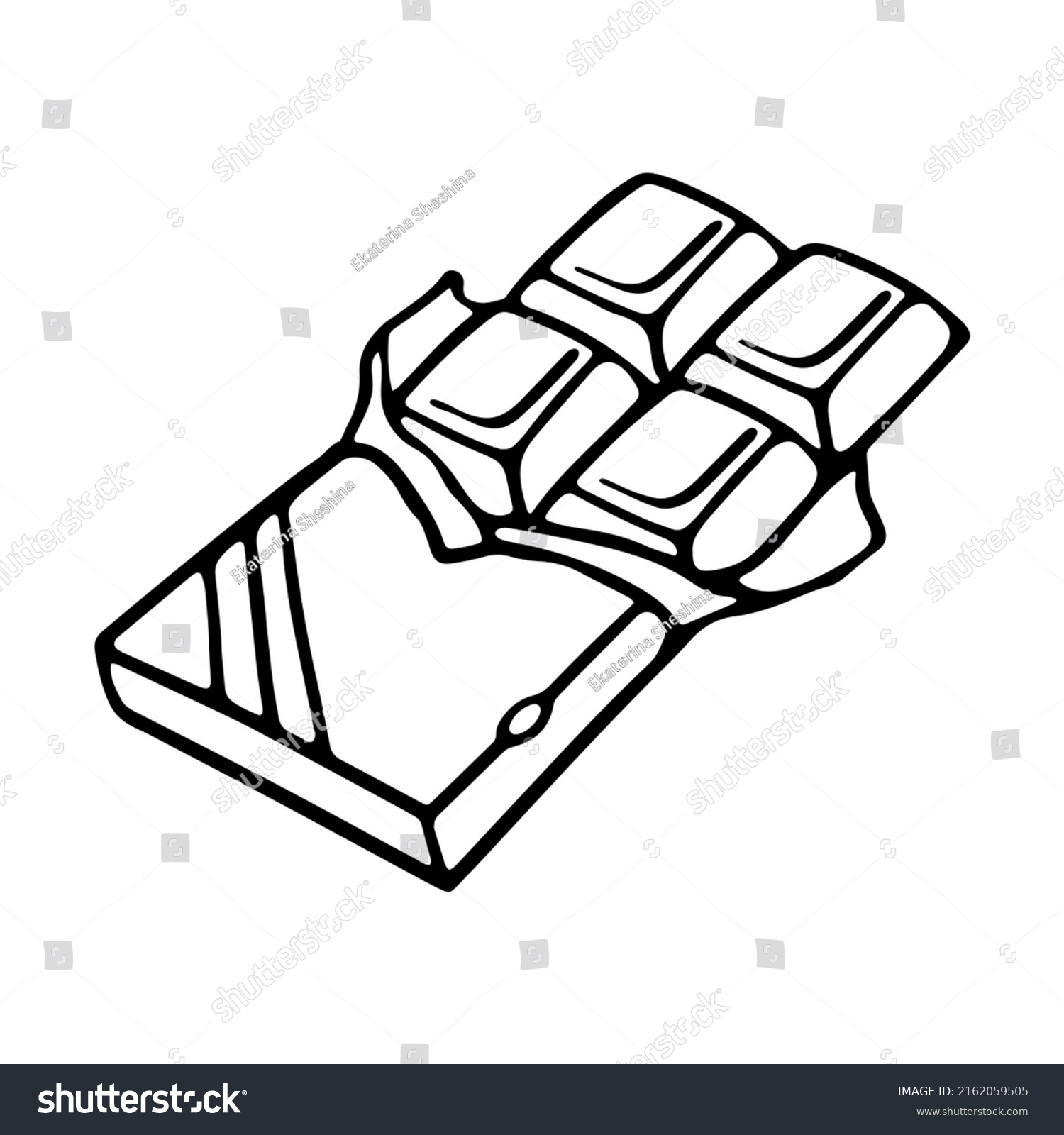 Unwrapped Chocolate Bar Outline Vector Illustration Stock Vector ...