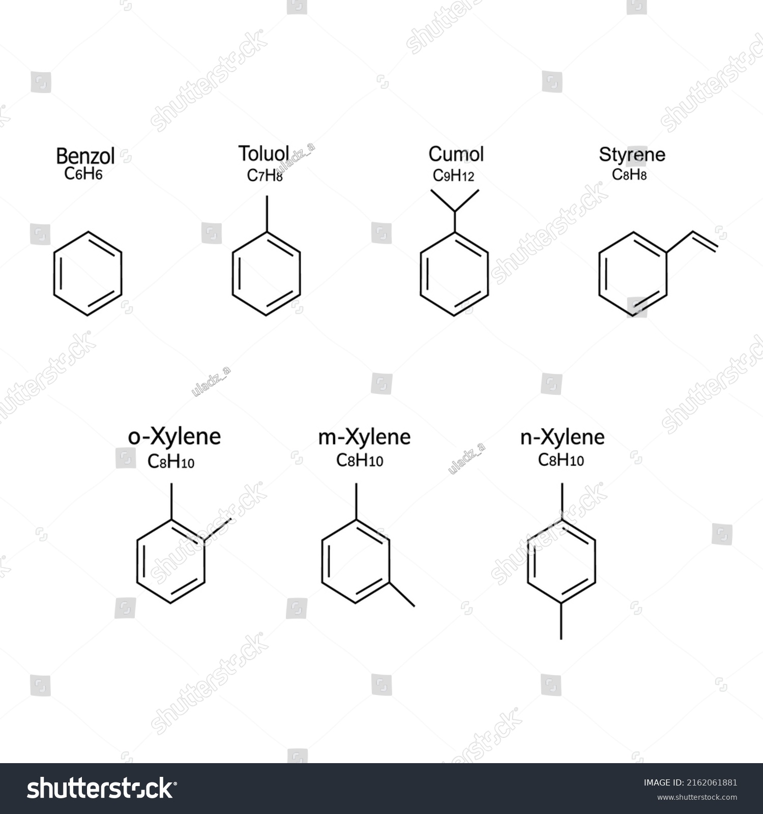 Aromatic Hydrocarbons Set Chemical Structure Aromatic Stock Vector ...