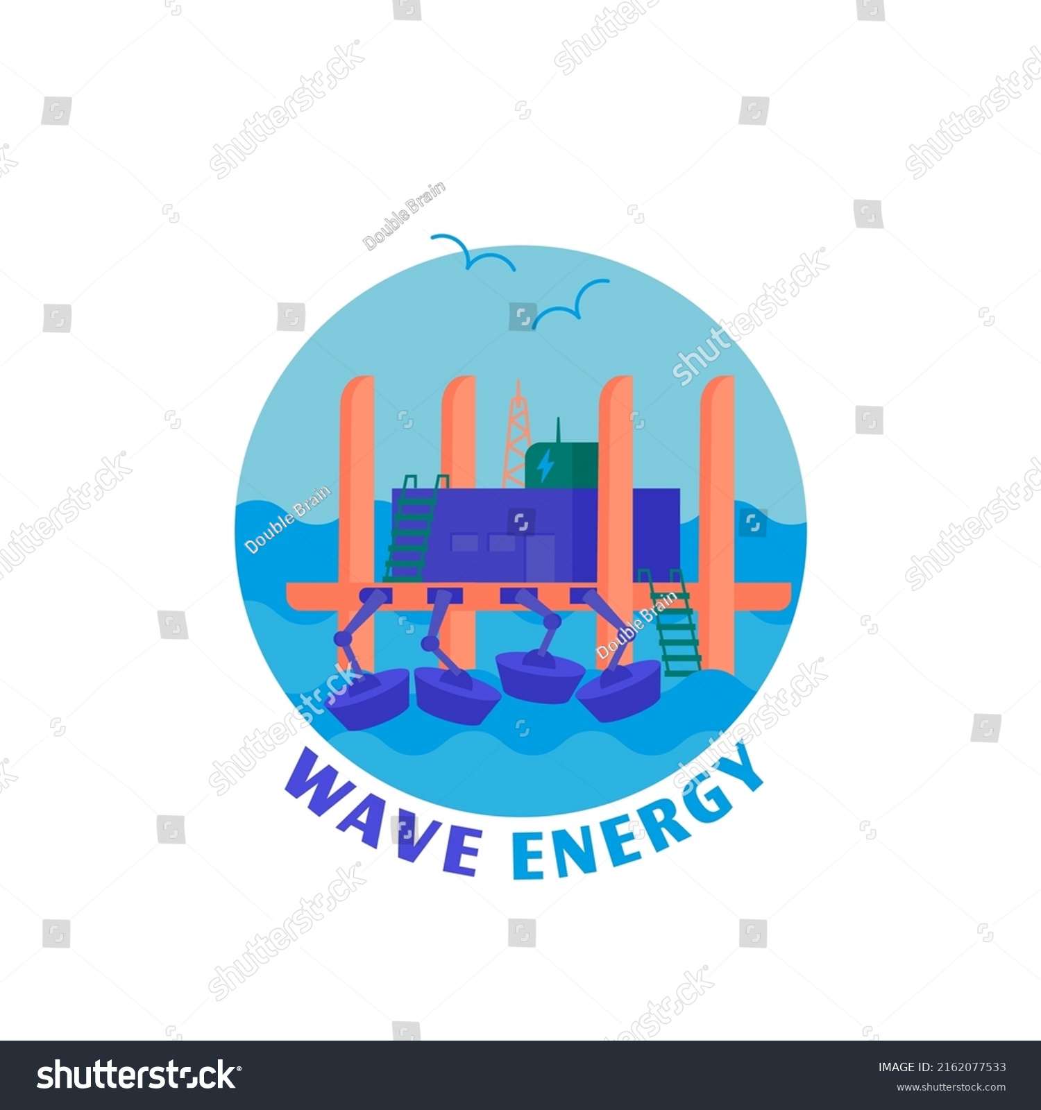 Wave Energy Power Station Icon Waterpower Stock Vector (royalty Free 