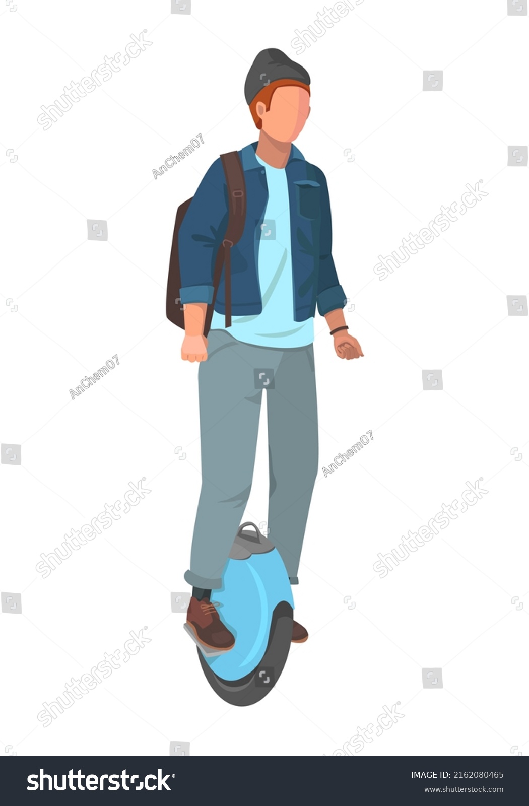 Man Riding On Electric Unicycle Stock Vector (Royalty Free) 2162080465 ...