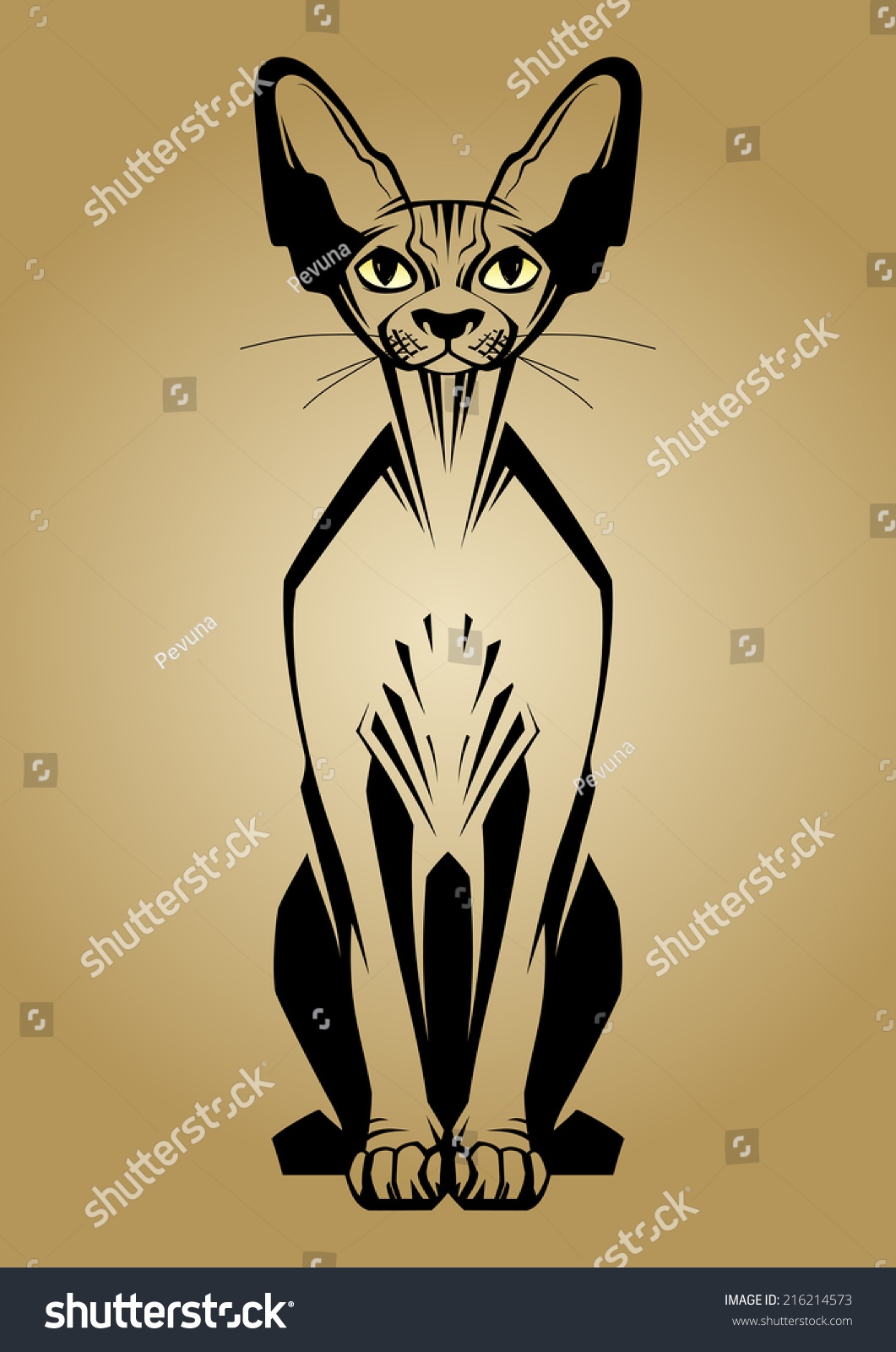 Stylized Bald Cat Vector Illustration Stock Vector (Royalty Free