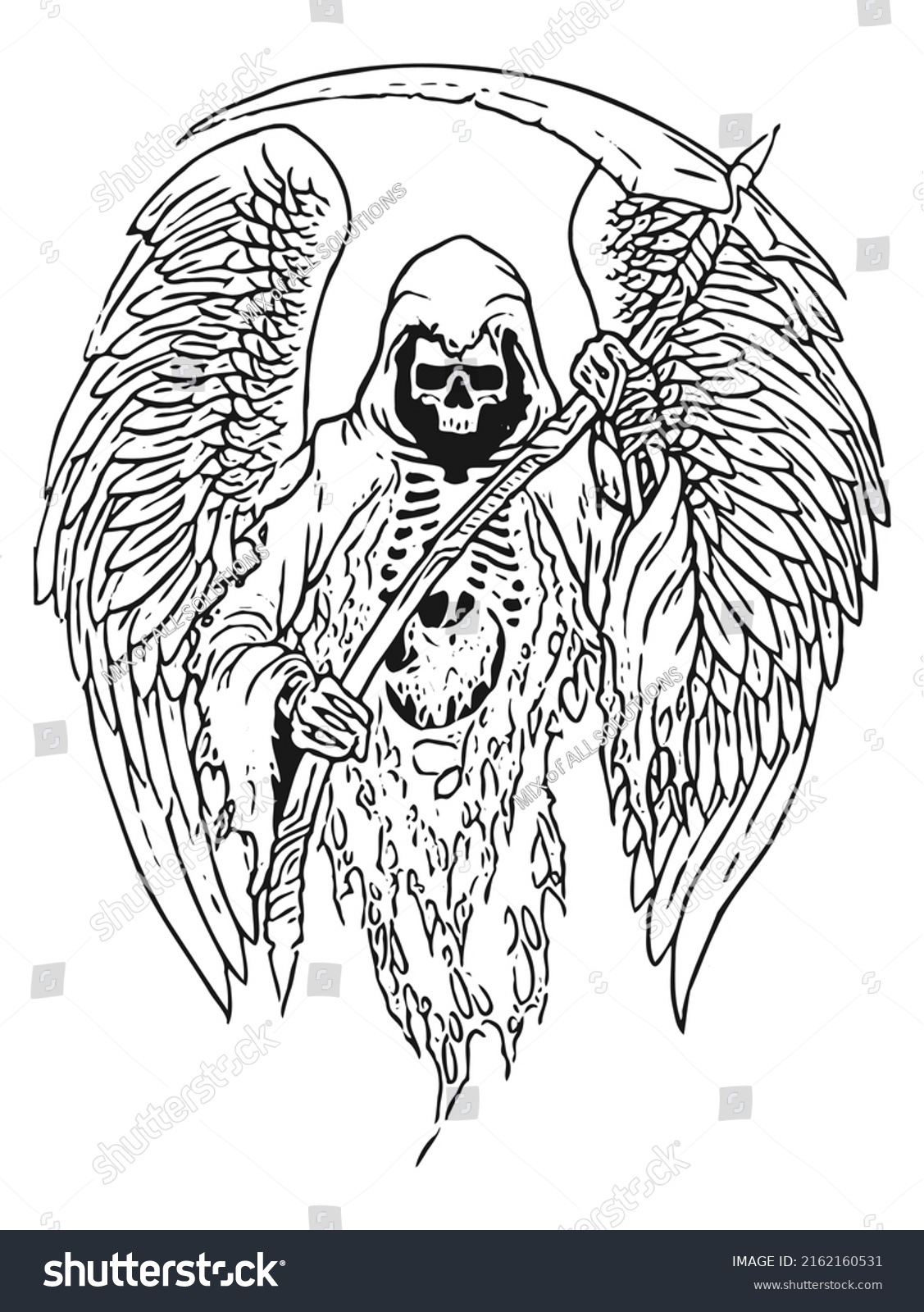 Angel Death Wings Scythe Hands Vector Stock Vector (Royalty Free ...