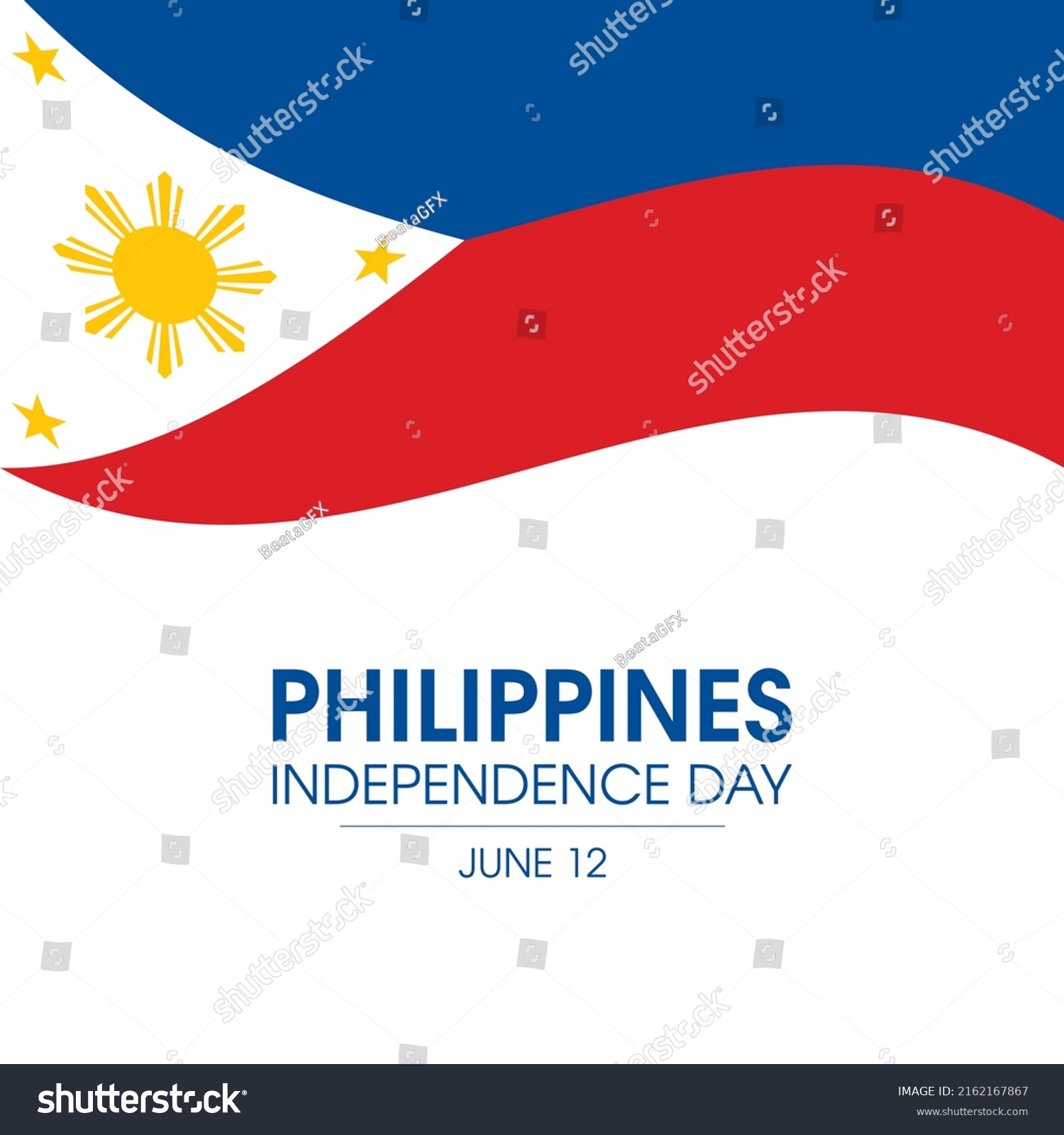 Philippines Independence Day Poster Waving Flag Stock Vector (Royalty ...