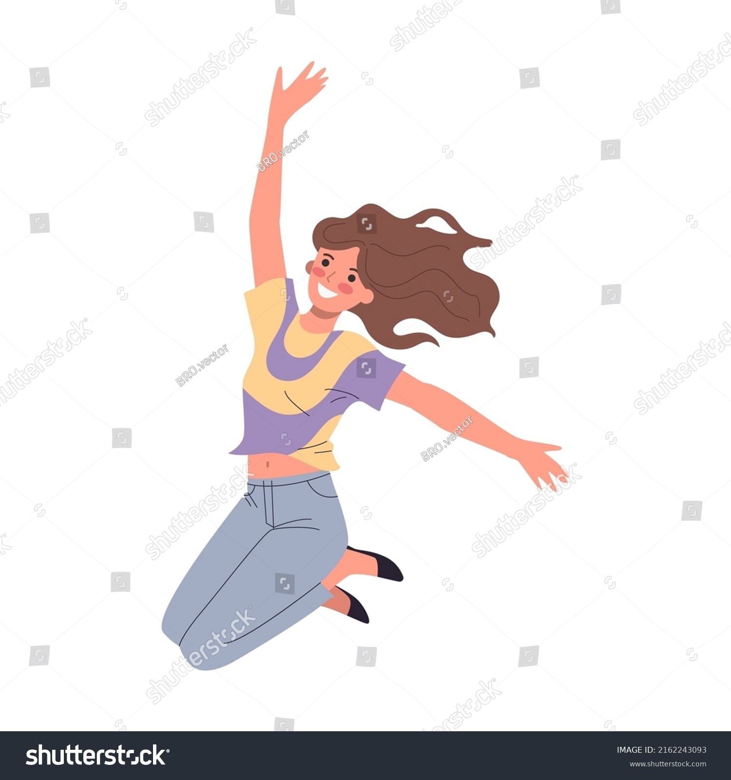 Teenage Girl Jumping On Trampoline Teens Stock Vector (royalty Free 