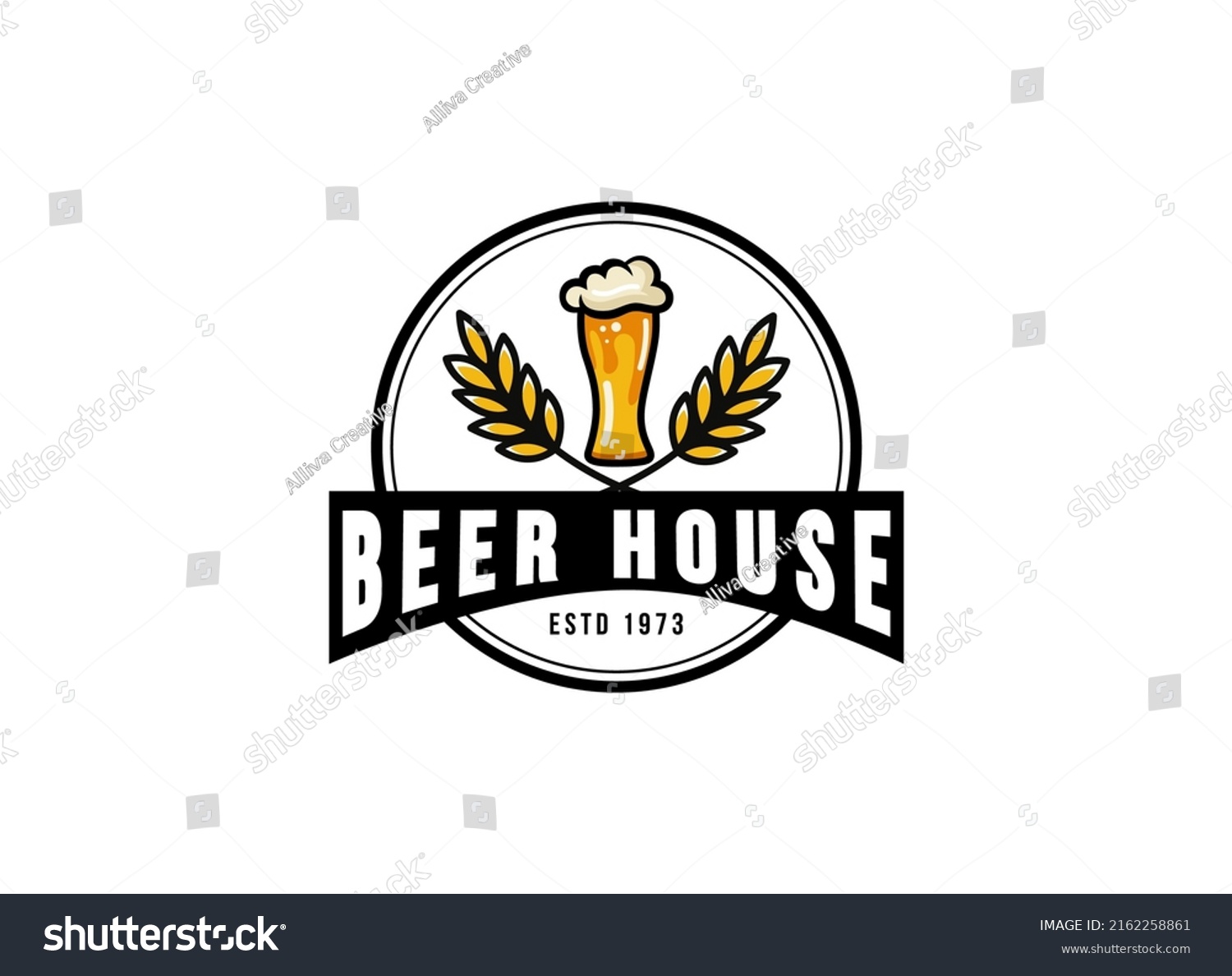 Craft Beer Glass Malt Brewery Label Stock Vector Royalty Free 2162258861 Shutterstock 9634