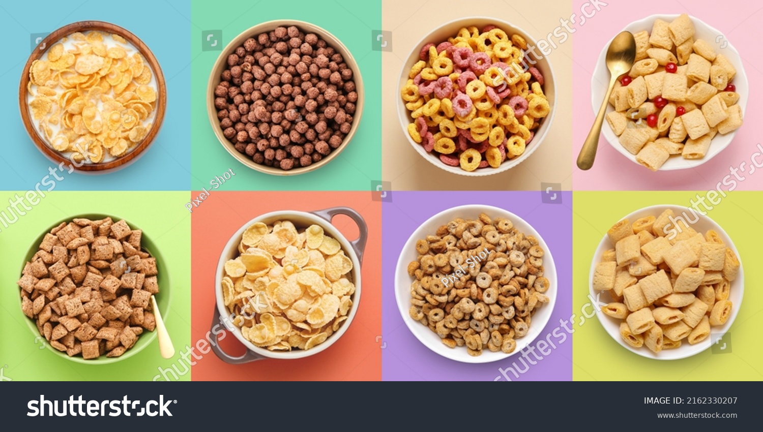 Set Different Tasty Breakfast Cereals On Stock Photo 2162330207 ...