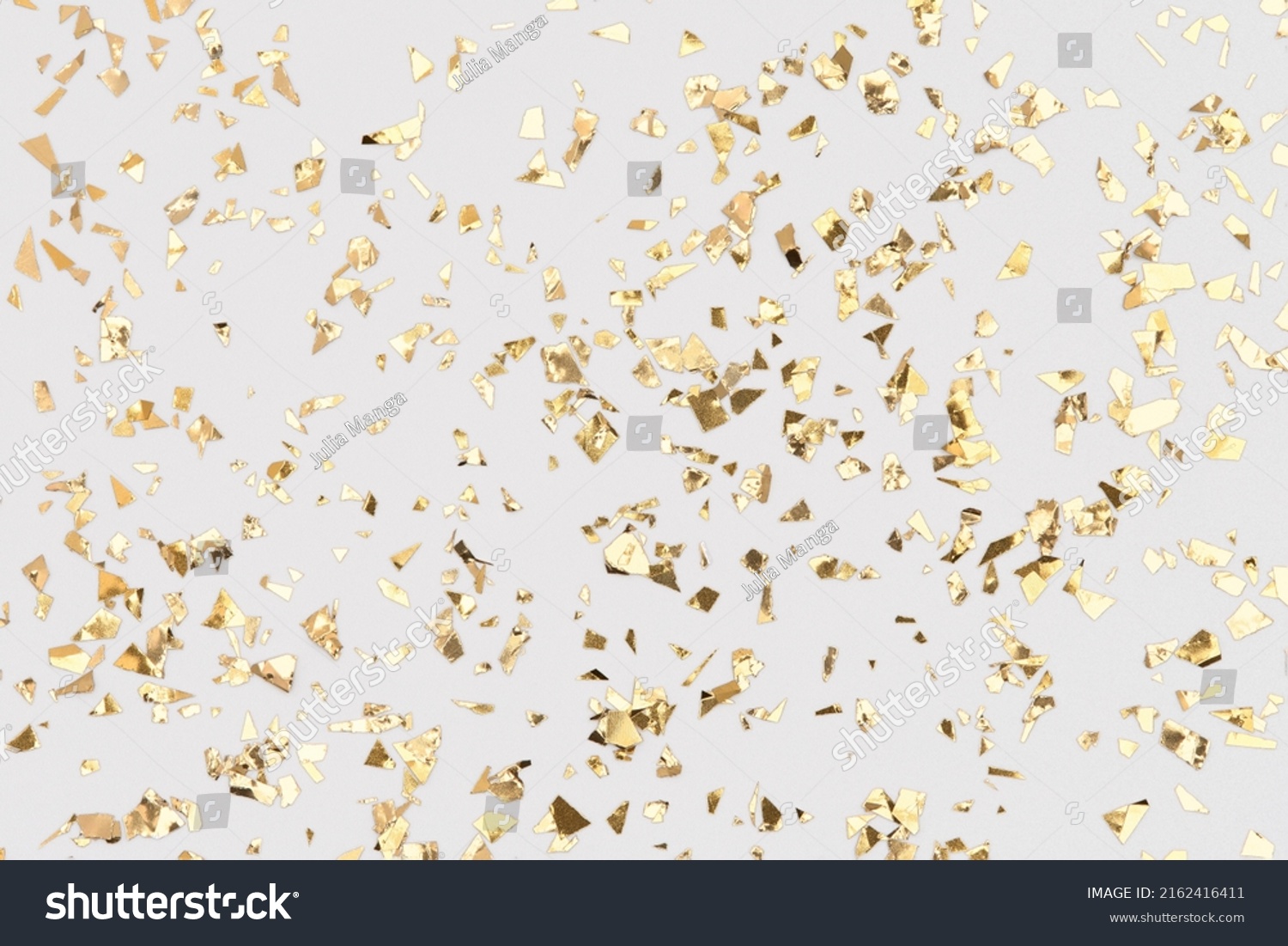 Gold Confetti Sparkles On White Background Stock Photo 2162416411