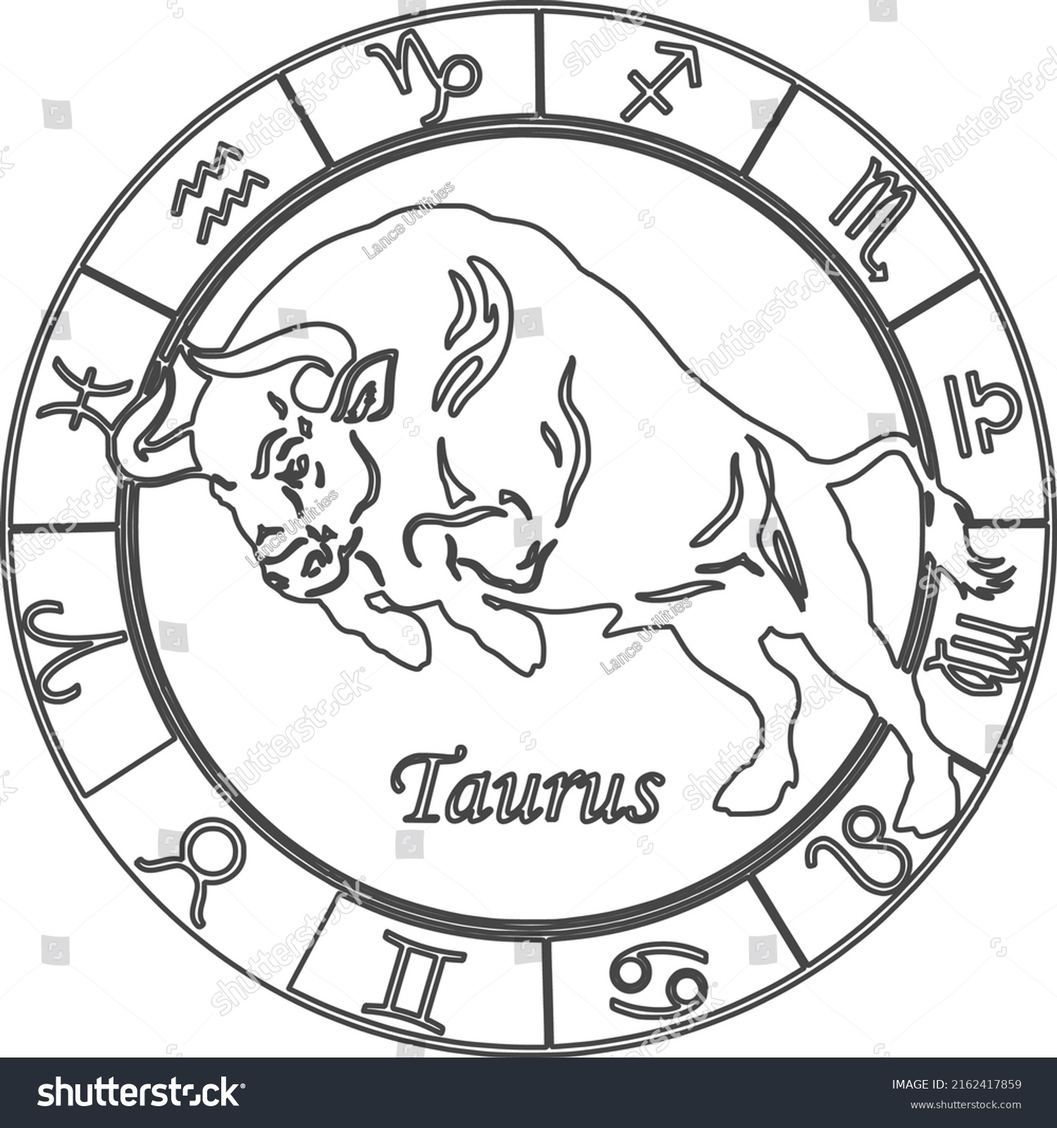 Circular Astrological Outline Taurus Star Sign Stock Vector (Royalty ...