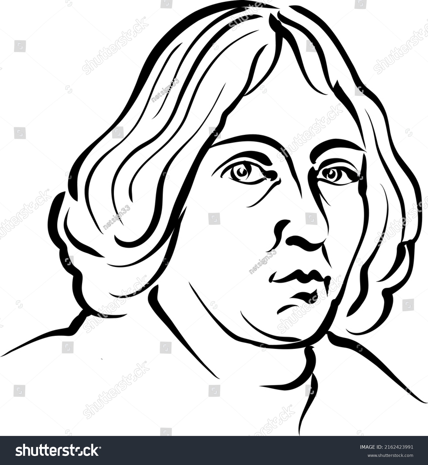 Nicolaus Copernicus Modern Vector Drawing Handdrawn Stock Vector ...