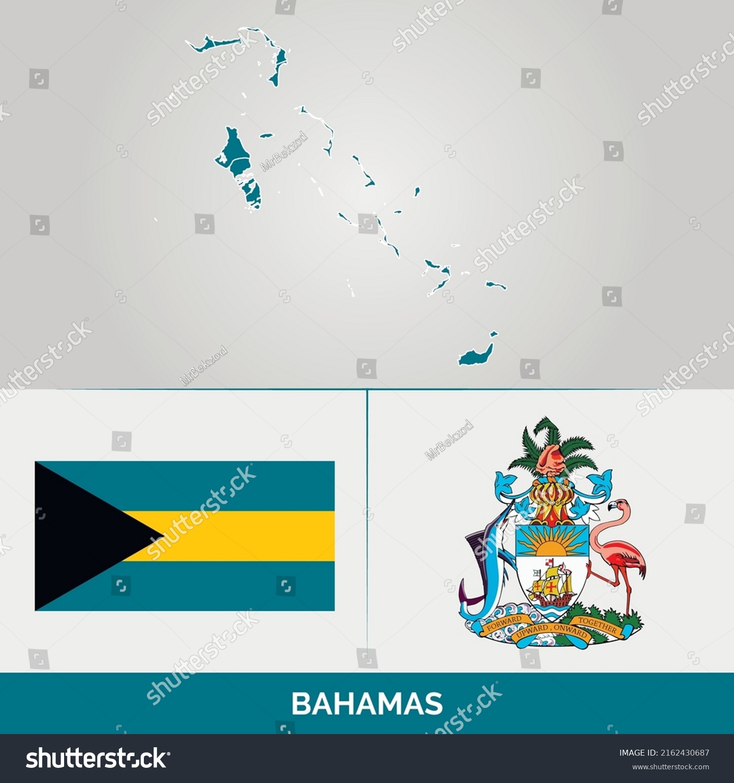 Bahamas Map Flag National Emblem Premium Stock Vector Royalty Free