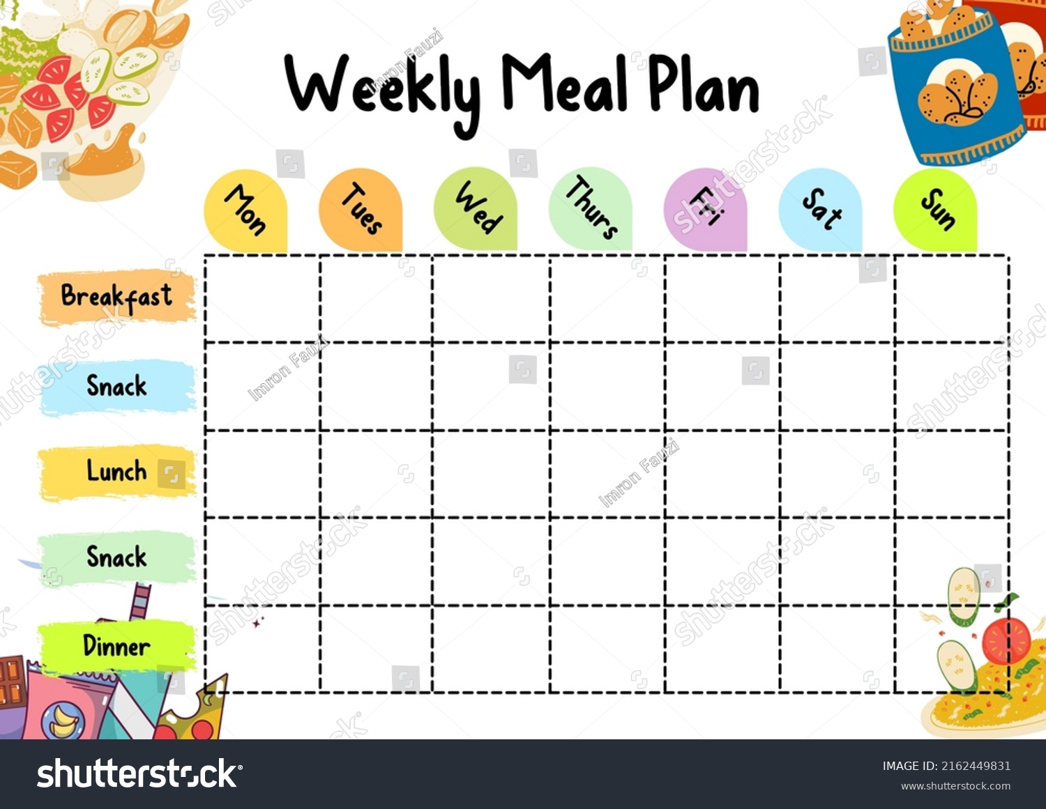 Weekly Meal Planner Printable Template Easily Stock Illustration ...