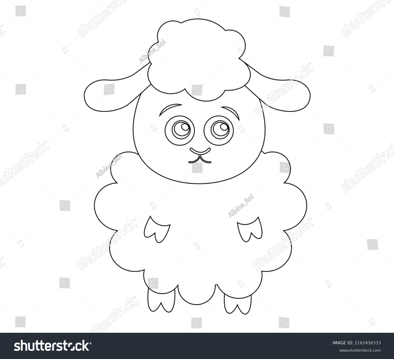 Coloring Page Outline Cute Cartoon Sheep Stock Illustration 2162458333 ...