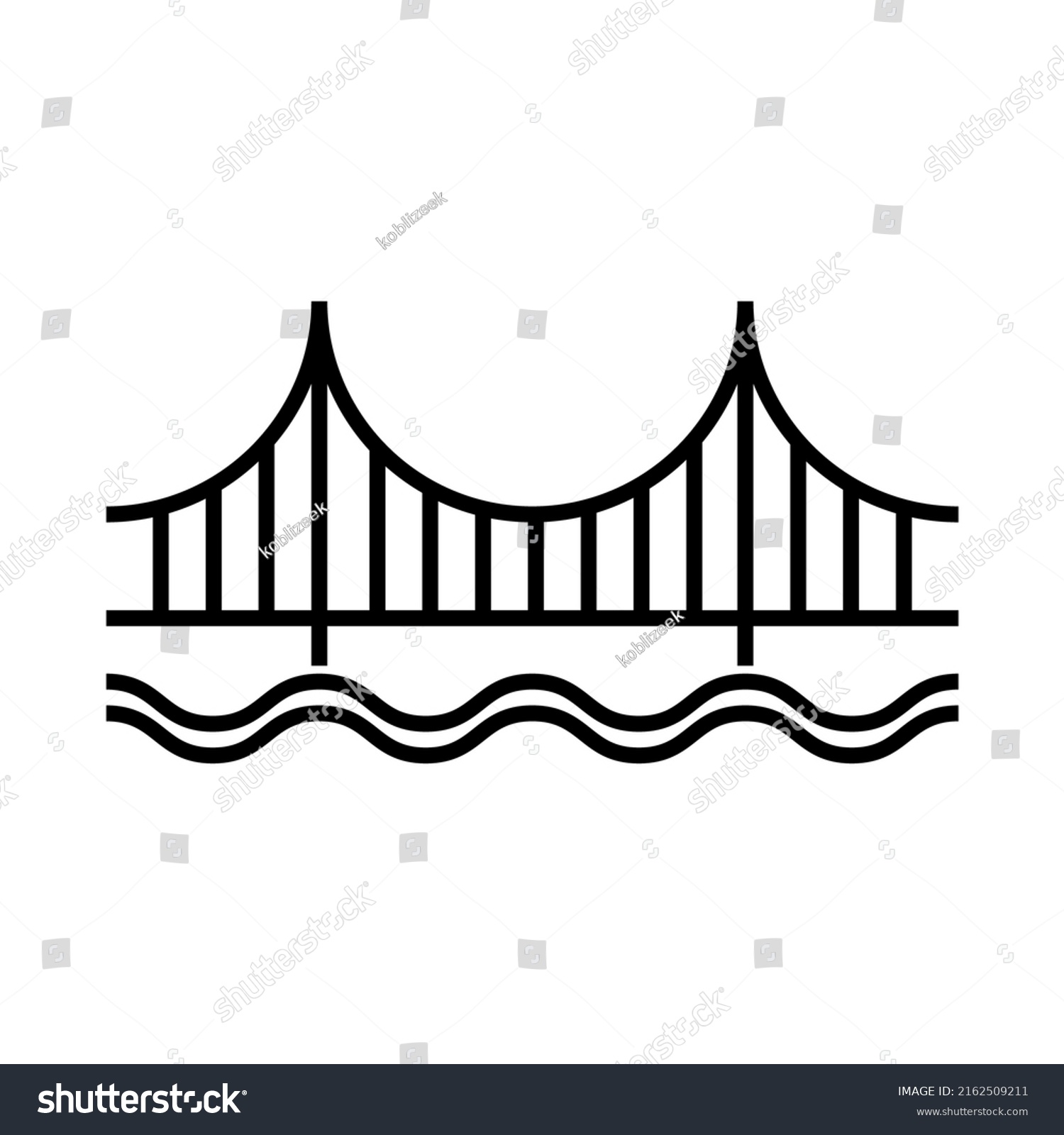 Silhouette Bridge Icon Urban Architecture Design Stock Vector (Royalty ...