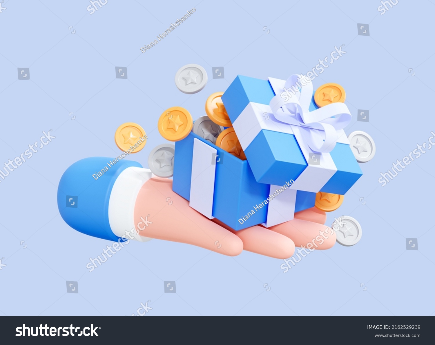 3d Hand Holding Open Gift Box Stock Illustration 2162529239 | Shutterstock