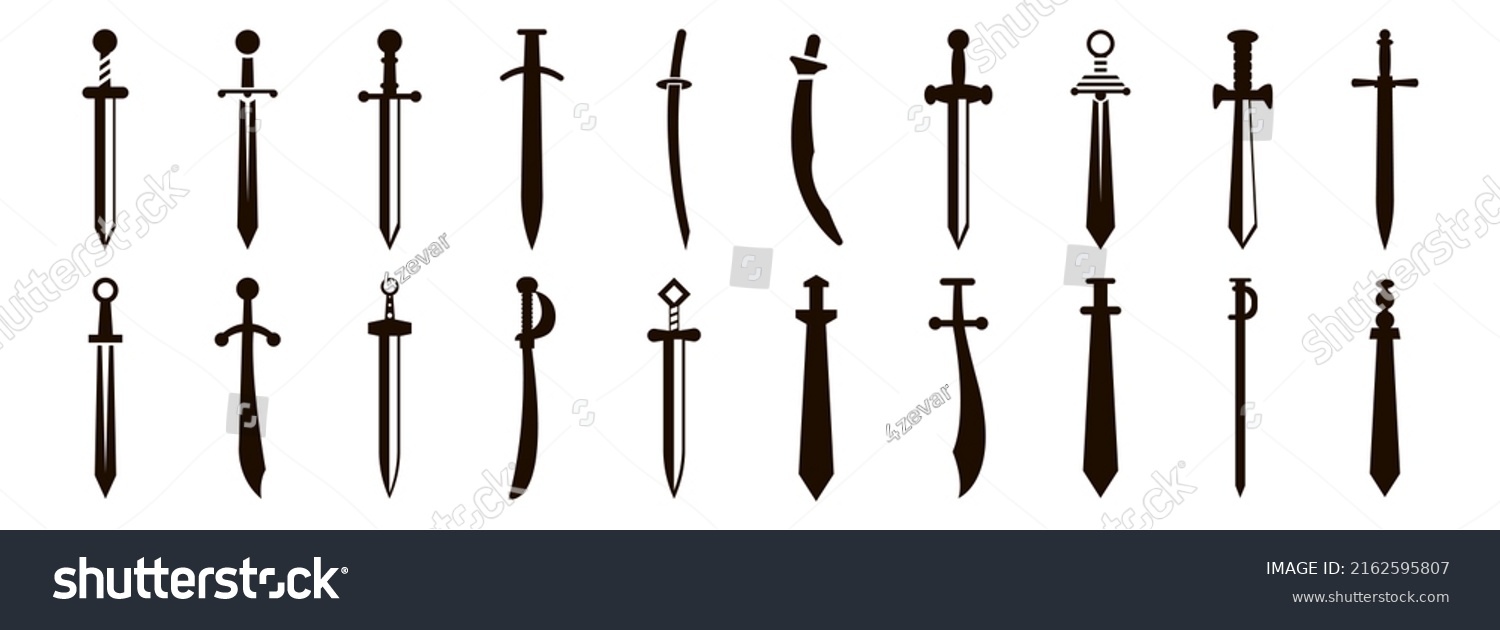 Set Knight Swords Silhouettes Vector Illustration Stock Vector (Royalty ...