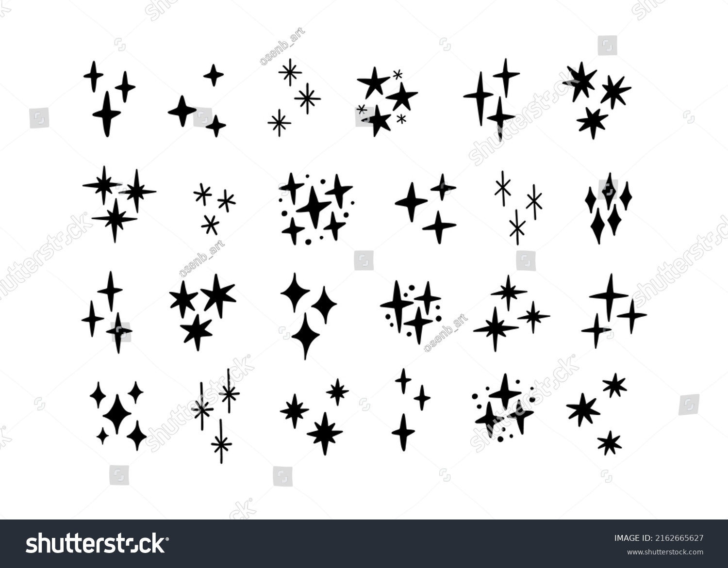 Hand Drawn Stars Silhouette Vector Collection Stock Vector (Royalty ...