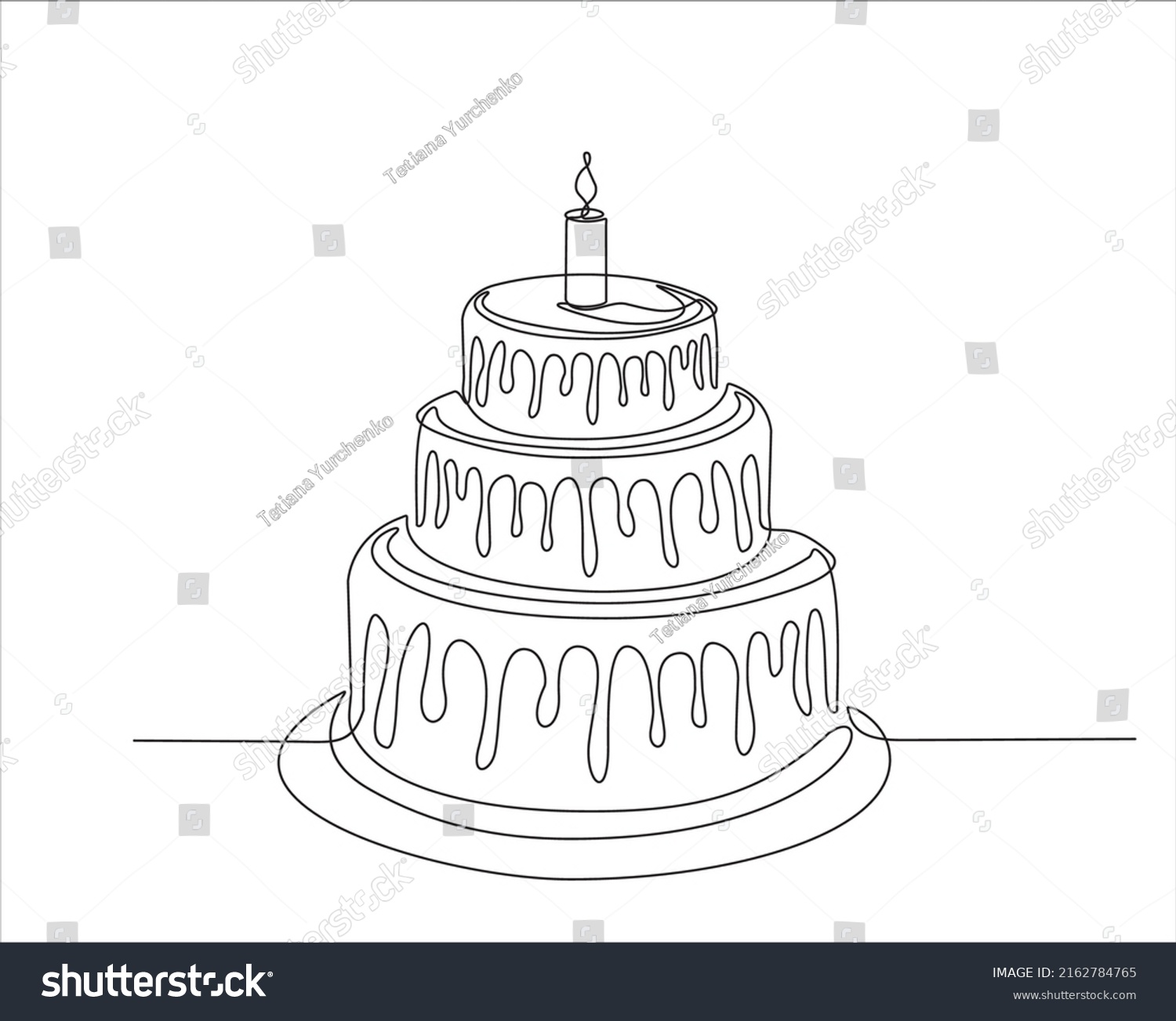 Continuous Line Drawing Birthday Cake Cake Stock Vector Royalty Free 2162784765 Shutterstock