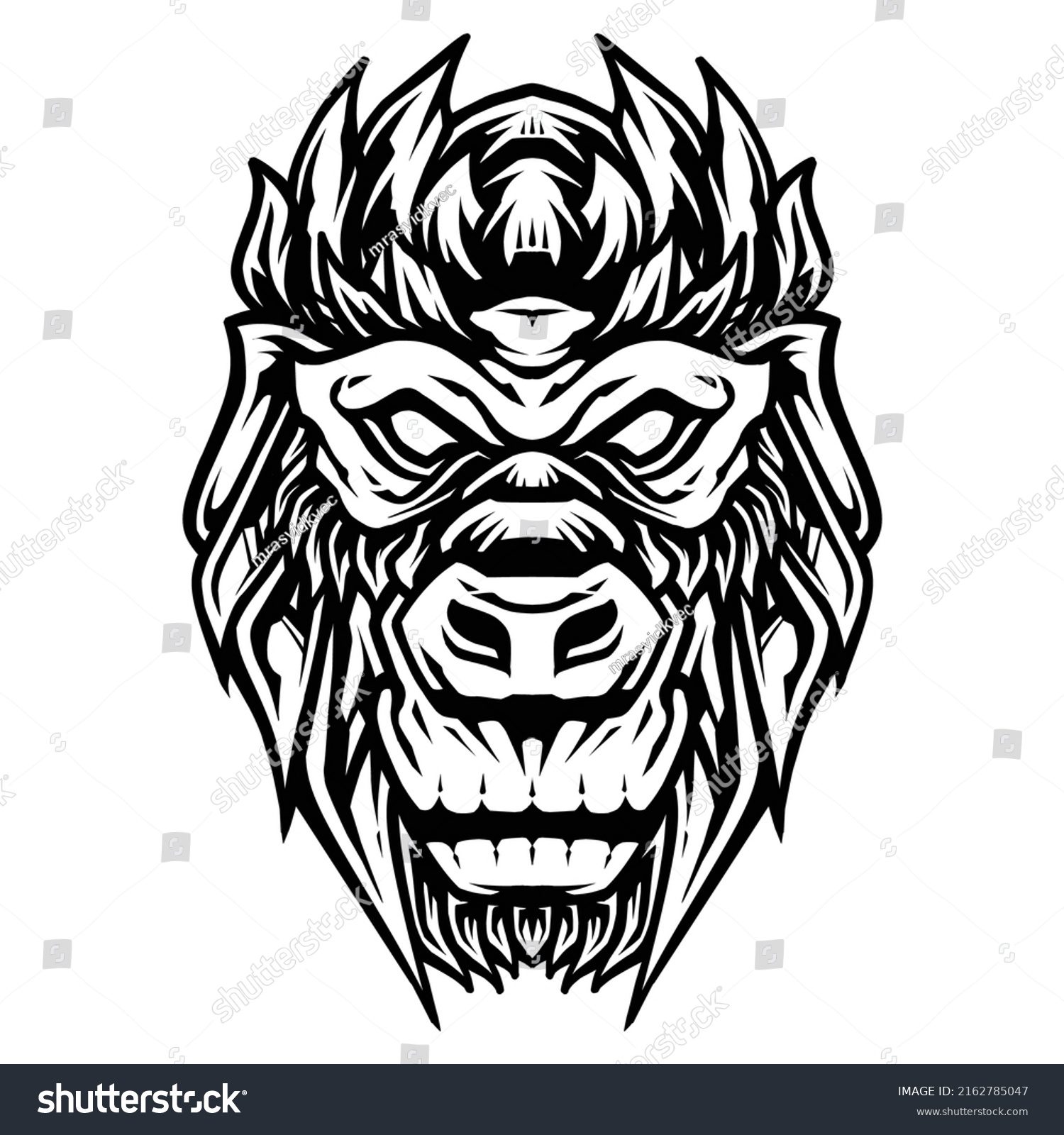 Gorilla Head Line Art Vector Illustration Stock Vector (Royalty Free ...