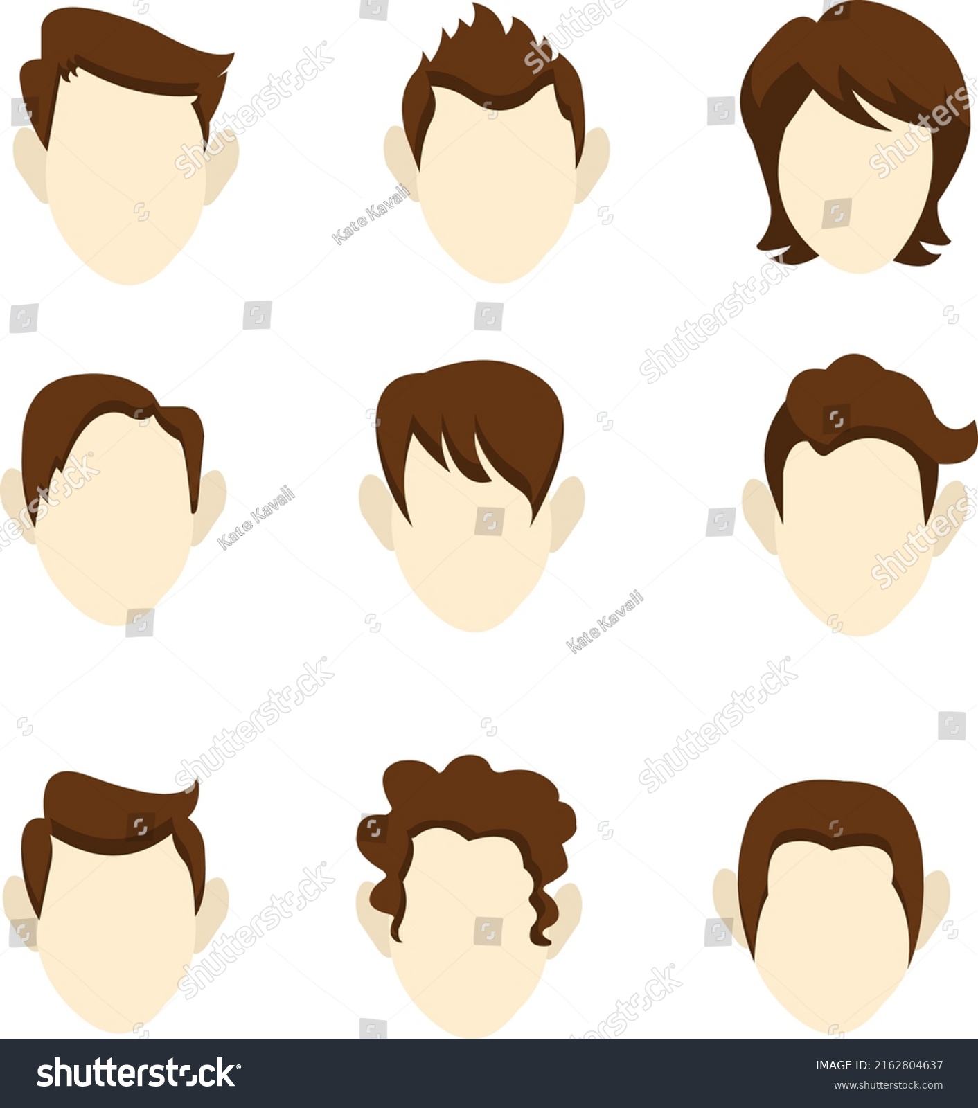 Mens Hairstyles Different Types Hair Stock Vector (Royalty Free ...