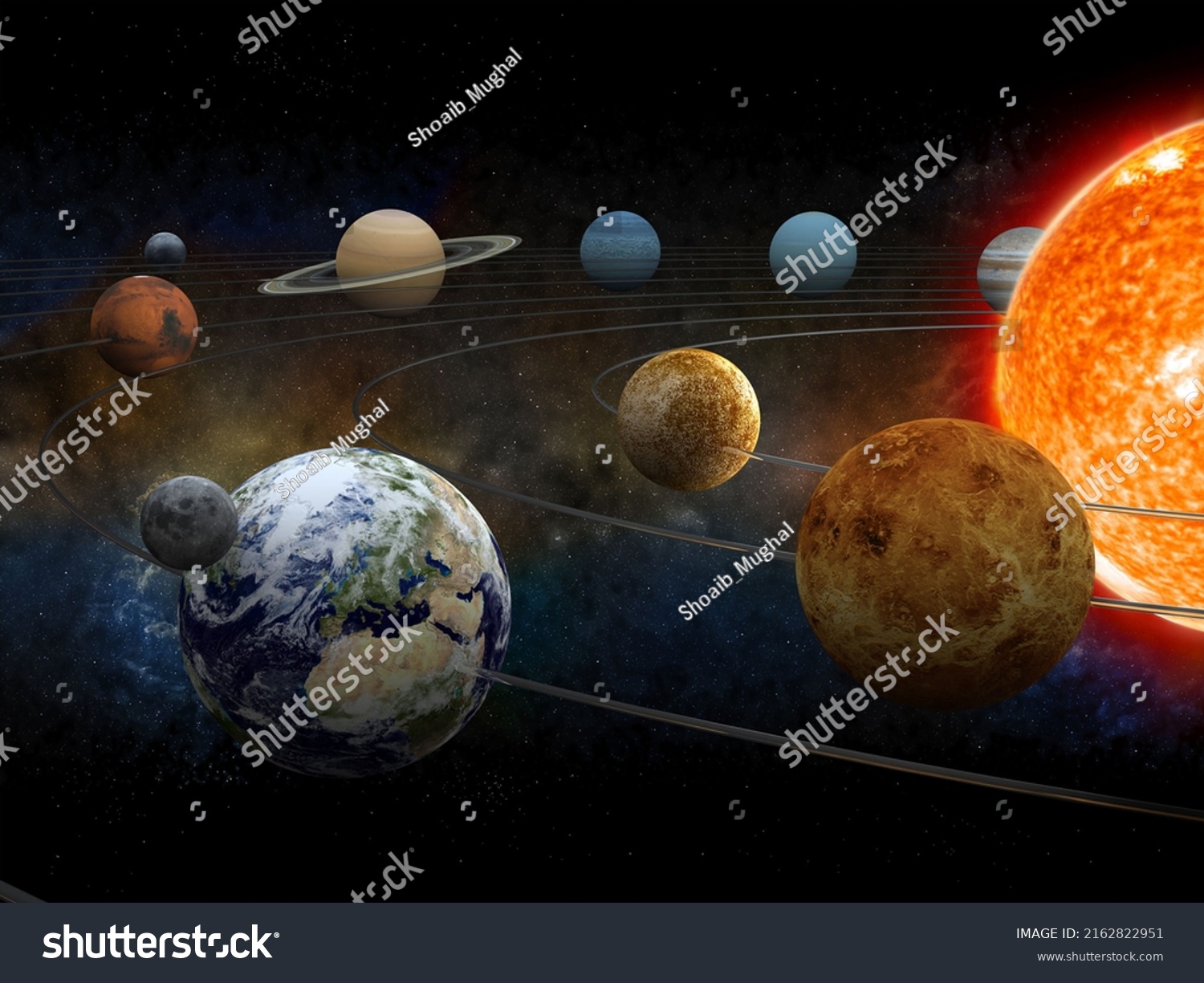 3d Rendering Sun Nine Planets Our Stock Illustration 2162822951 ...