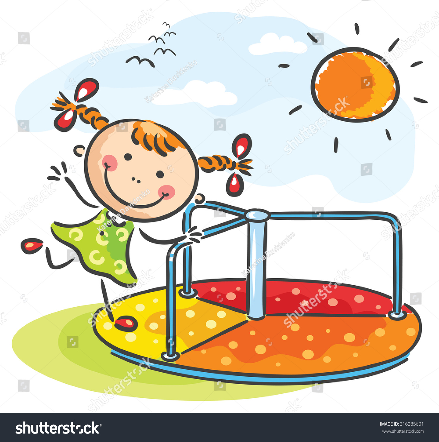 Little Girl Playground Stock Vector (Royalty Free) 216285601 | Shutterstock