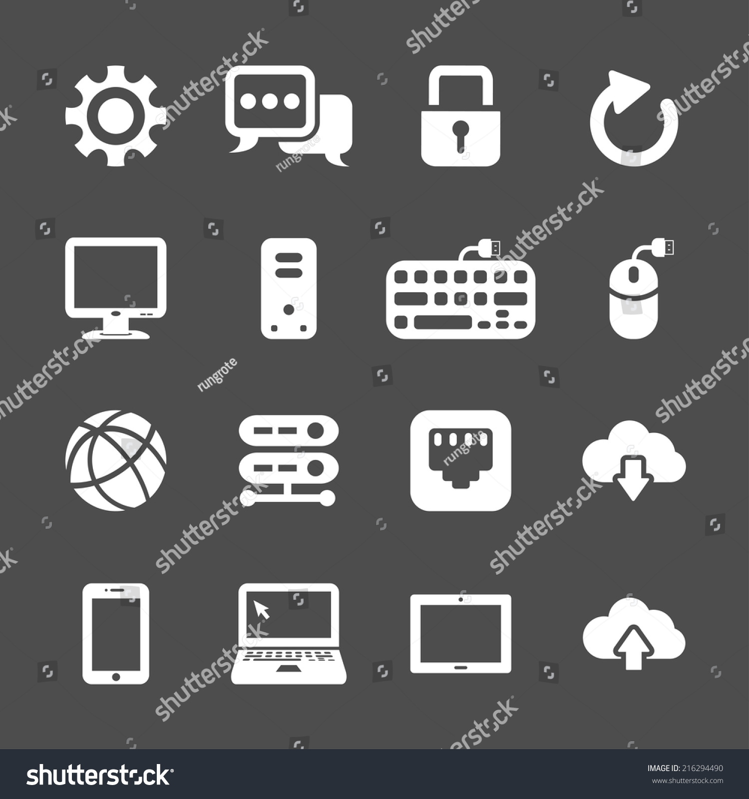 Network Computer Icon Set Vector Eps10 Stock Vector (Royalty Free ...