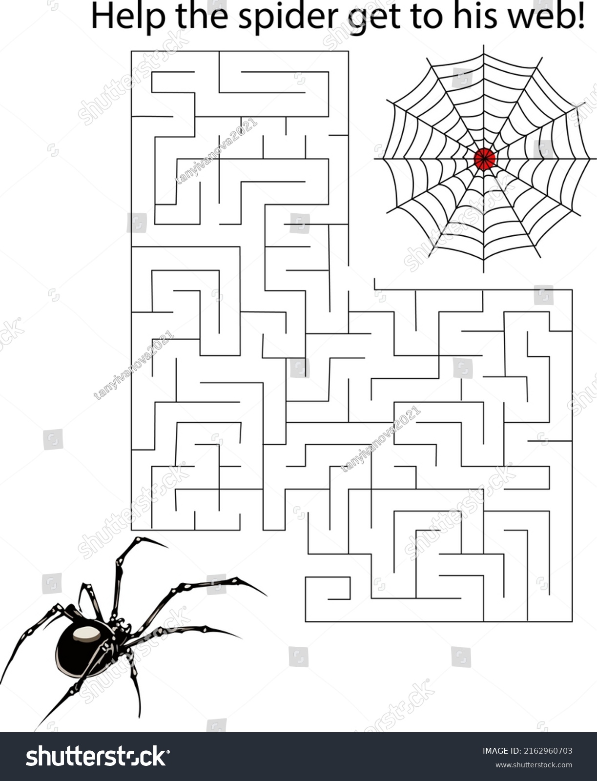 Maze Game Spider Labyrinth Help Spider Stock Vector (Royalty Free ...