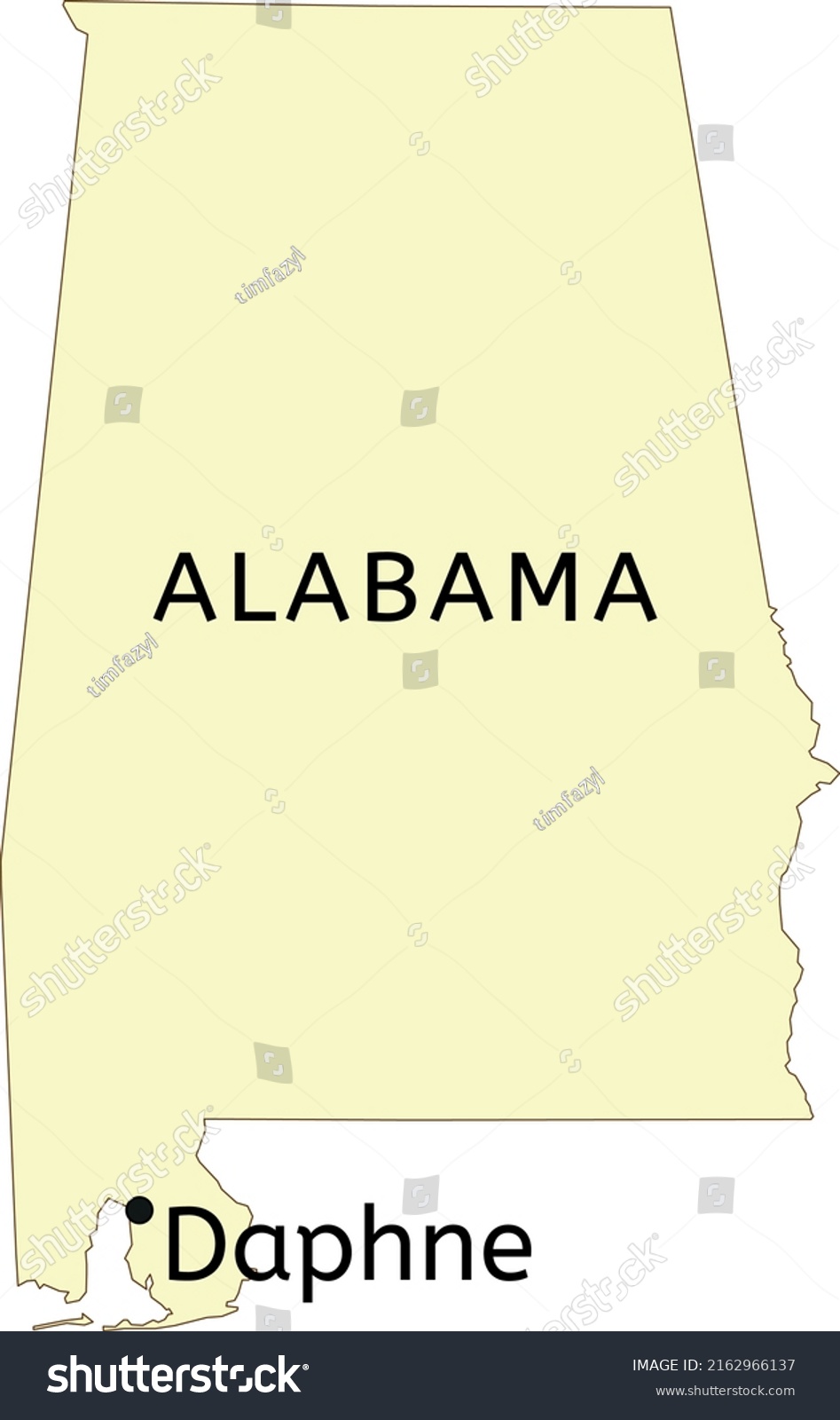 Daphne City Location On Alabama Map Stock Vector Royalty Free 2162966137 Shutterstock 5590