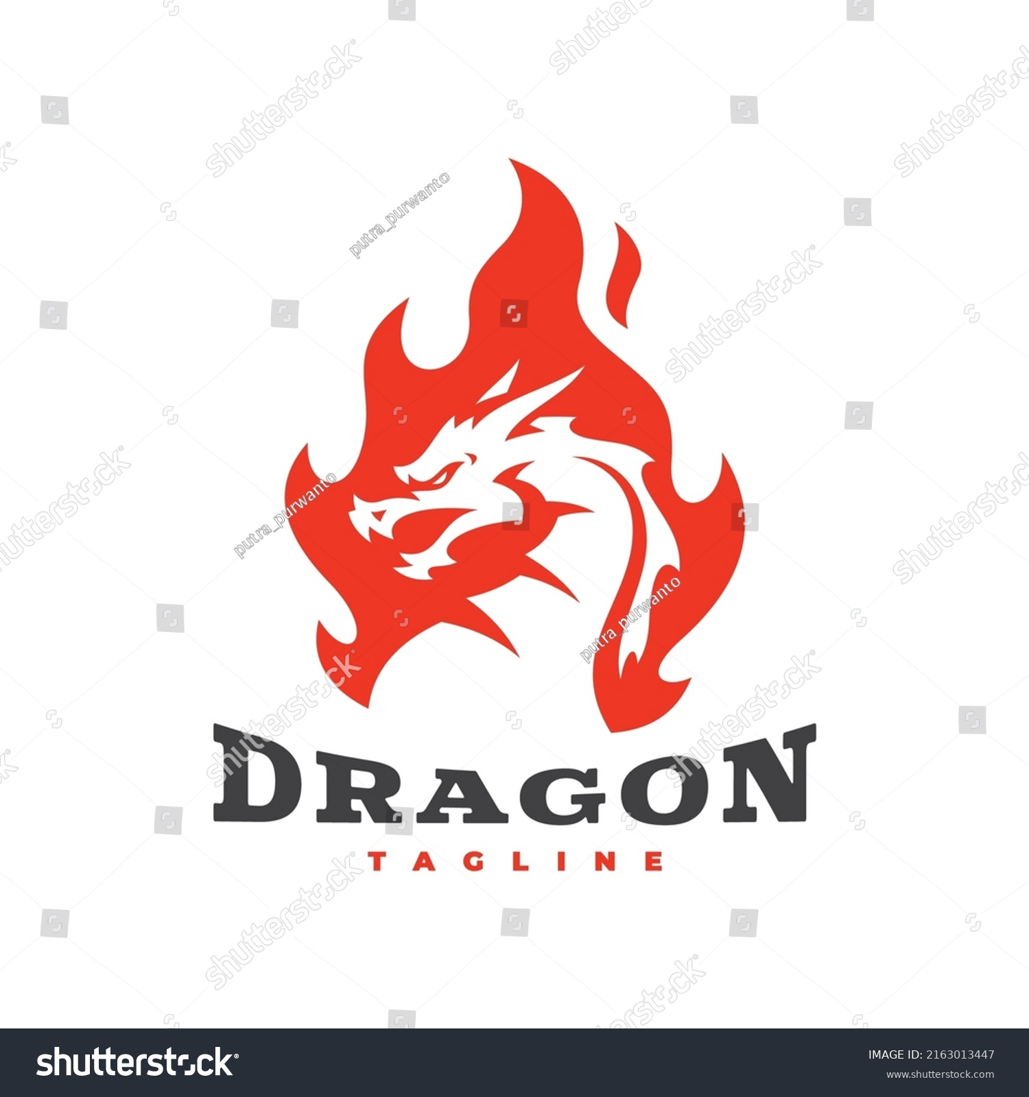 Fire Dragon Logo Design Burning Flame Stock Vector (Royalty Free ...