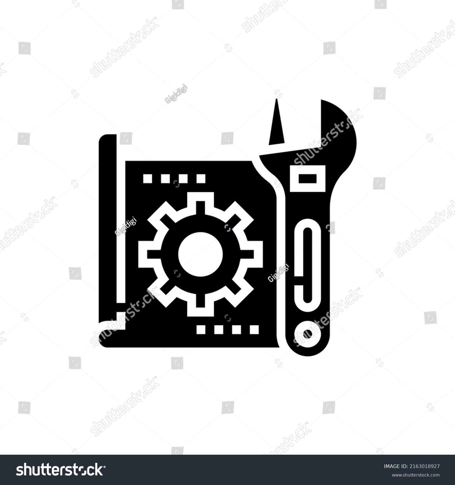 Black White Solid Civil Engineering Icon Stock Vector (Royalty Free ...