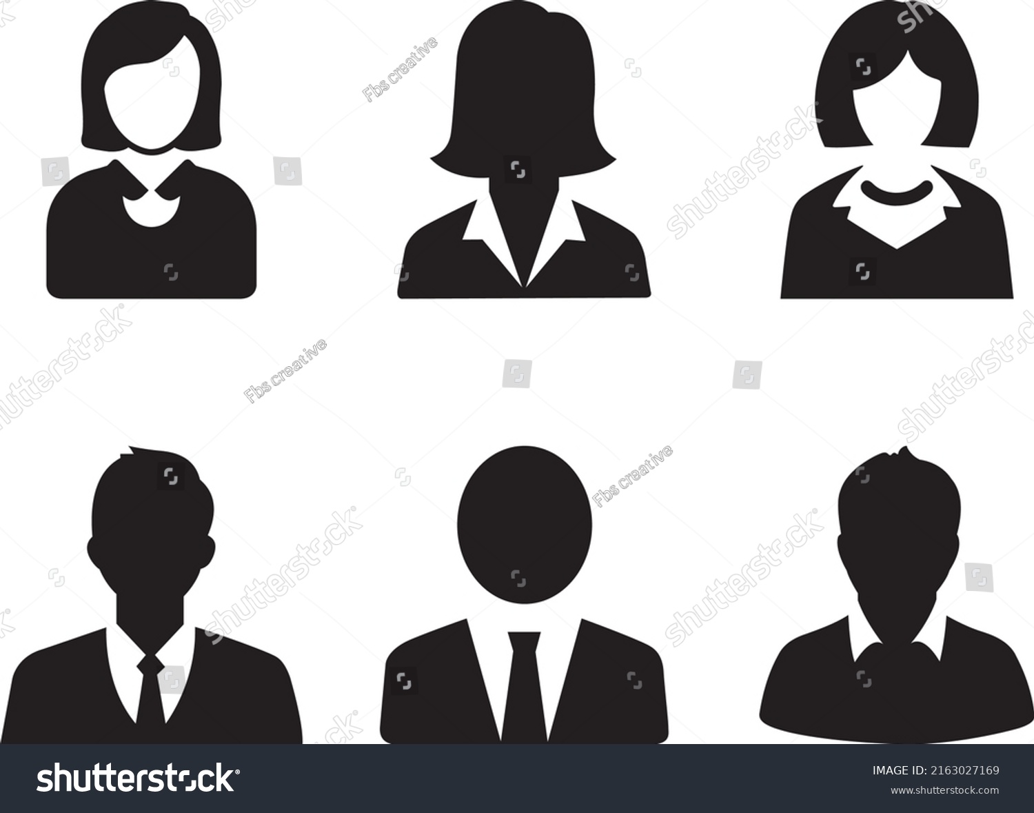 Black White Vector People Icon Stock Vector (Royalty Free) 2163027169