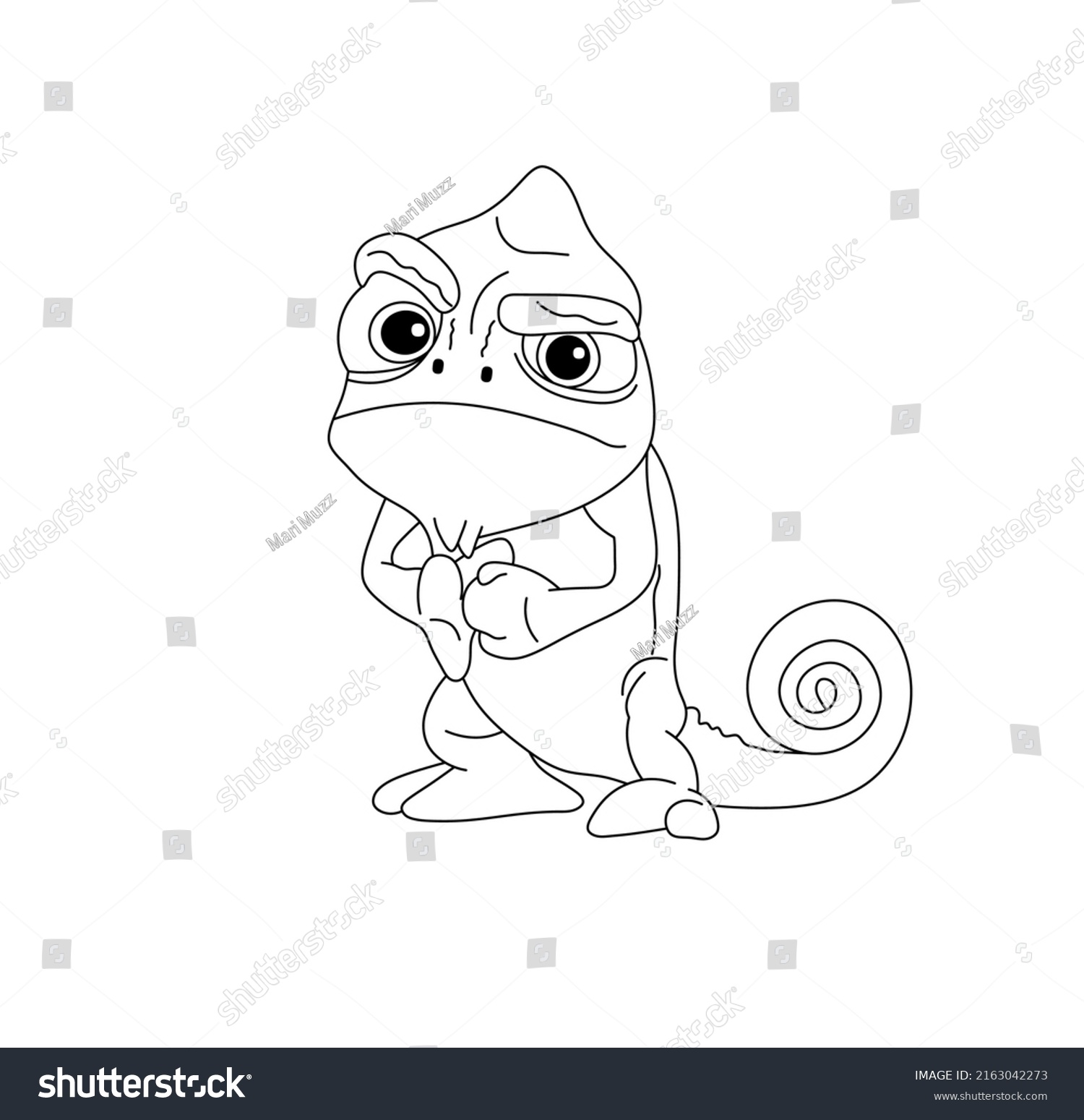 Vector Isolated Cute Cartoon Angry Chameleon Stock Vector (Royalty Free ...