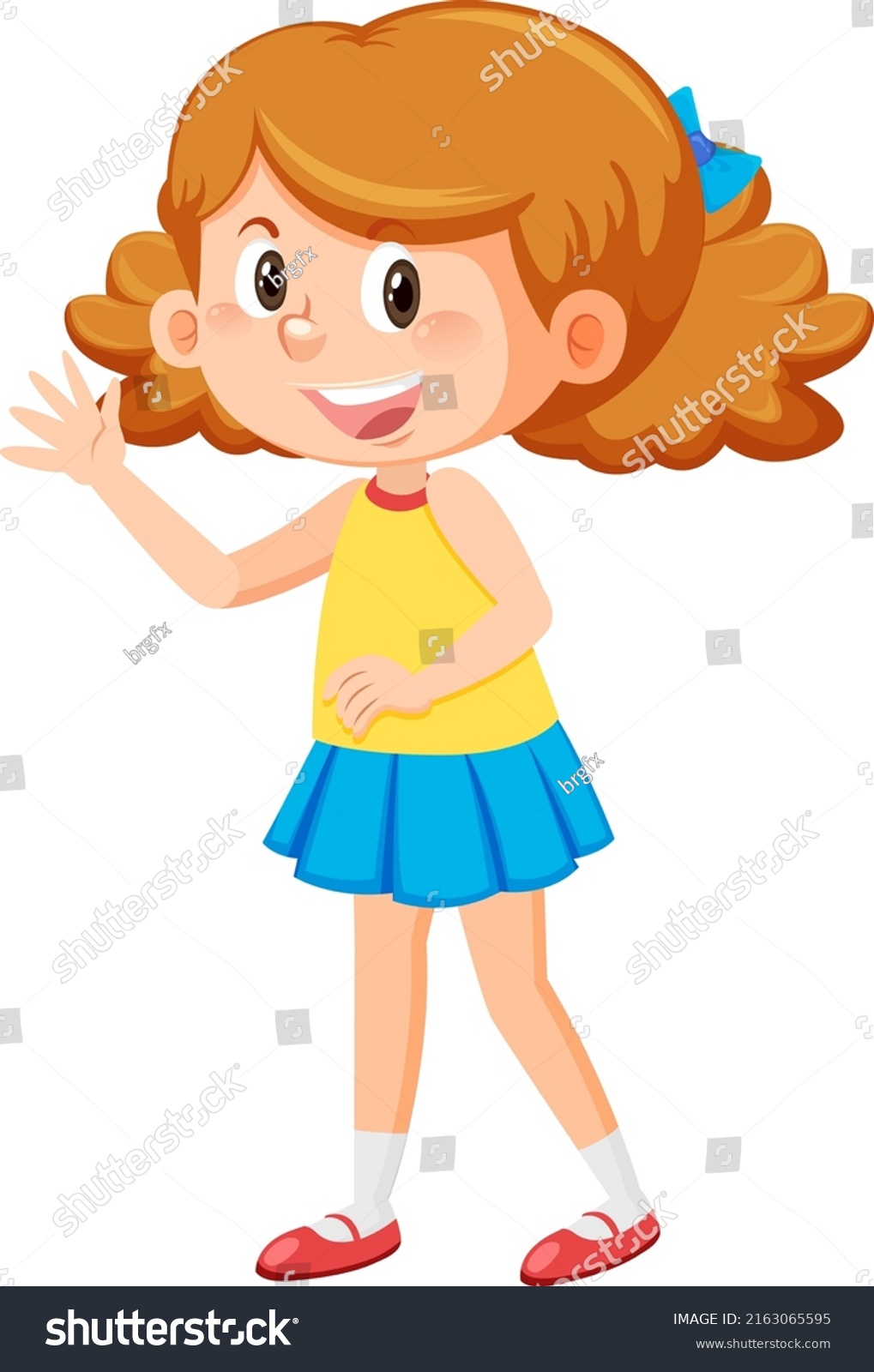 Cute Girl Curly Hair Cartoon Illustration Stock Vector (Royalty Free ...