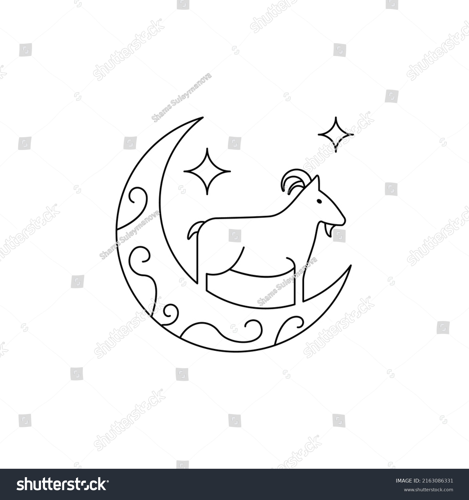 Moon Goat Concept Line Icon Simple Stock Illustration 2163086331