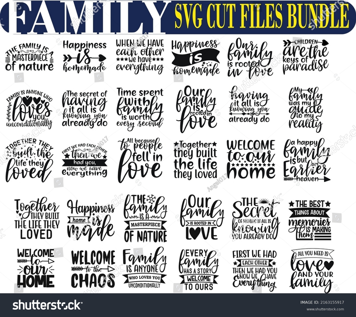 Family Svg Cut Files Bundle Stock Vector (Royalty Free) 2163155917 ...