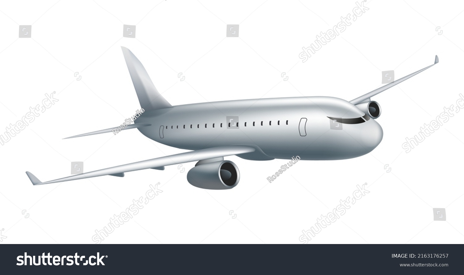 Big Flying Airplane On White Background Stock Vector (royalty Free 