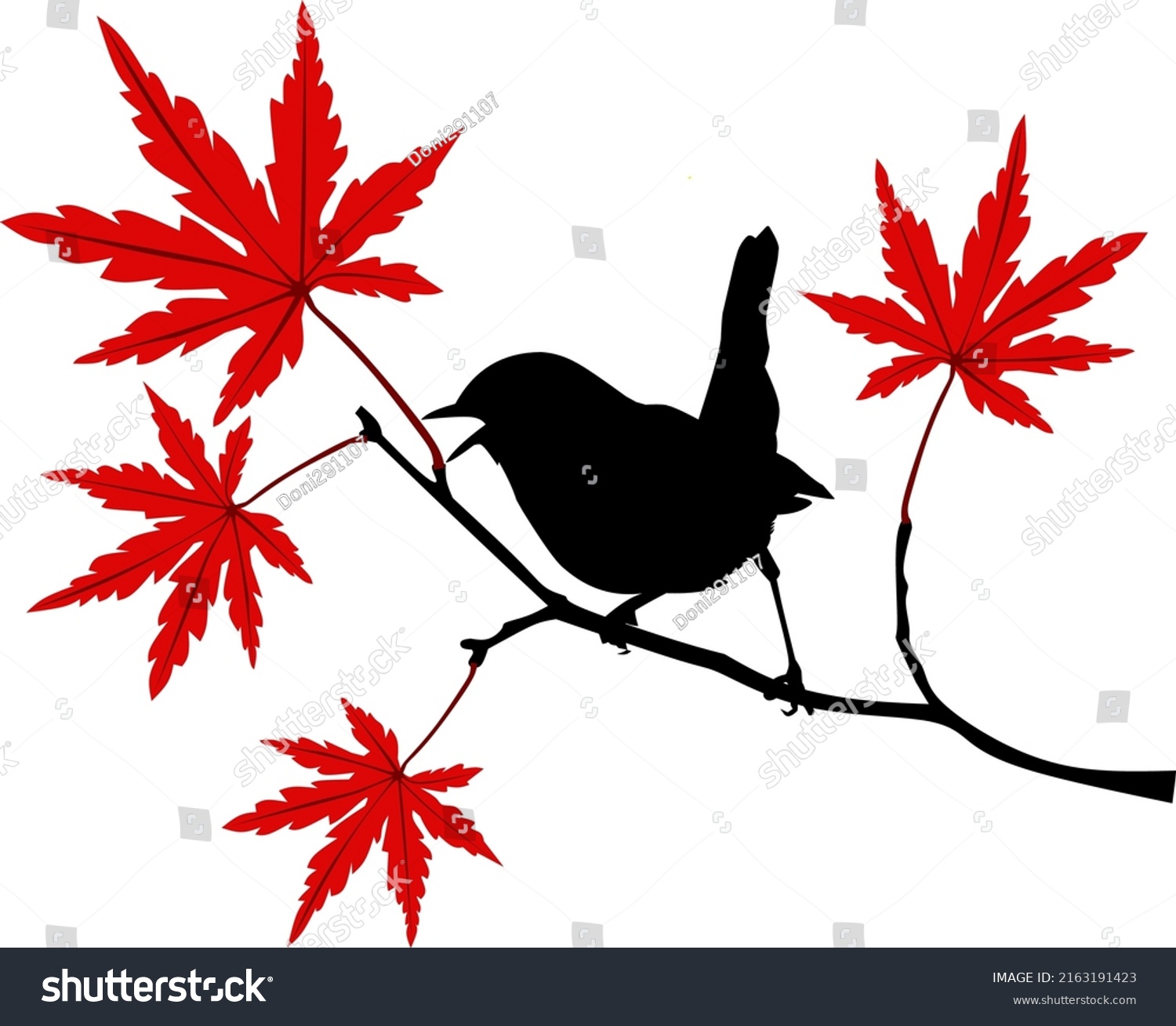 Silhouette Birds On Branch Illustration Vector Stock Vector (Royalty