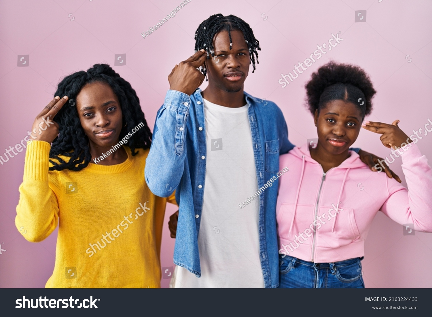 Group Three Young Black People Standing Stock Photo 2163224433 ...