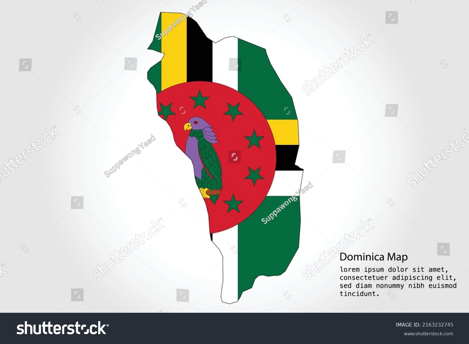 Dominica Map Stripes Vector Illustration Color Stock Vector (Royalty ...