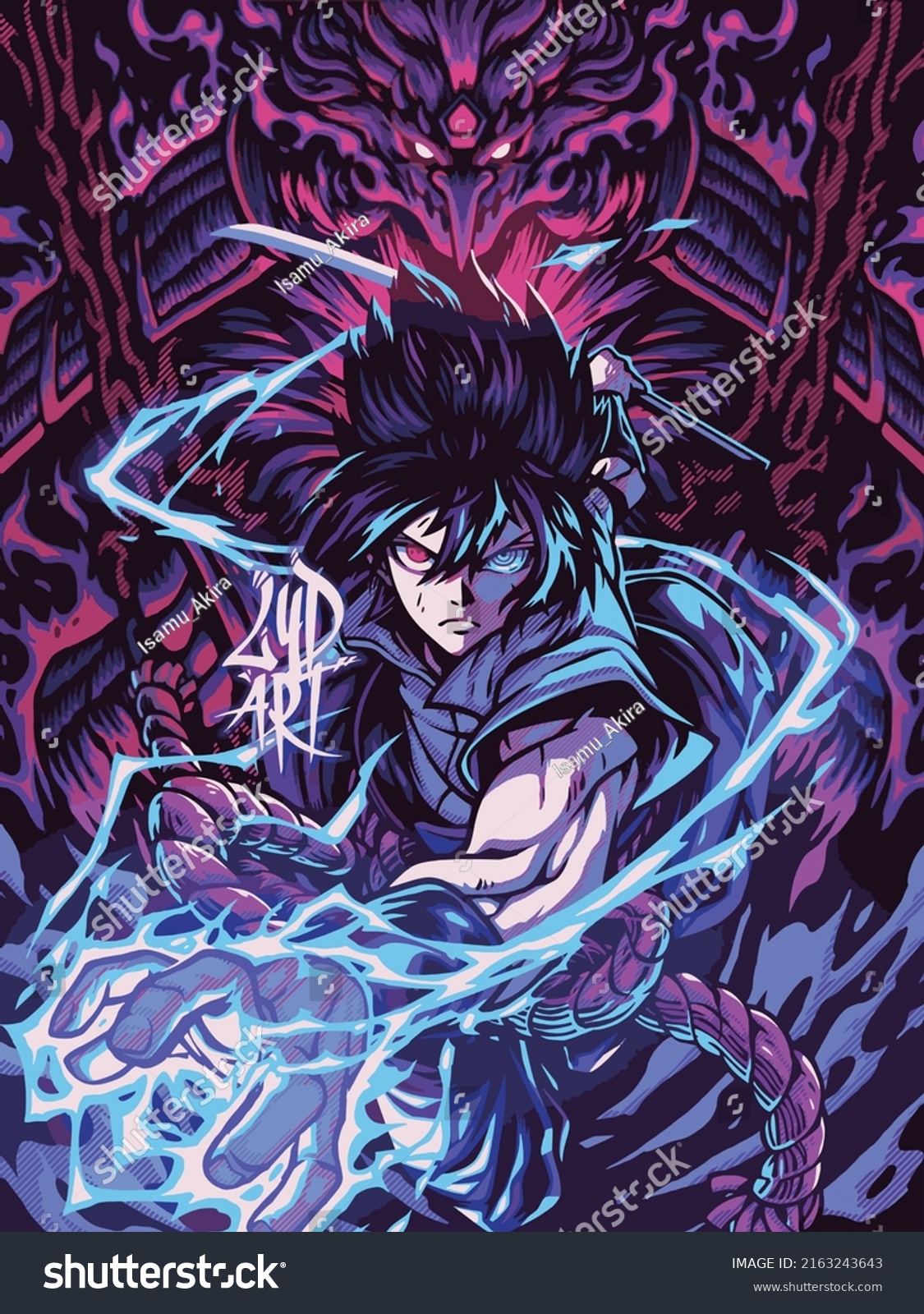 Sasuke Susanoo Design Simple Cool Anime Vetor Stock Livre De Direitos