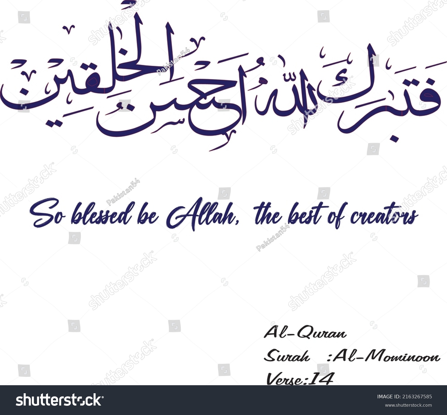 Surah Almominoon Quranic Verse Arabic Calligraphy Stock Vector Royalty Free