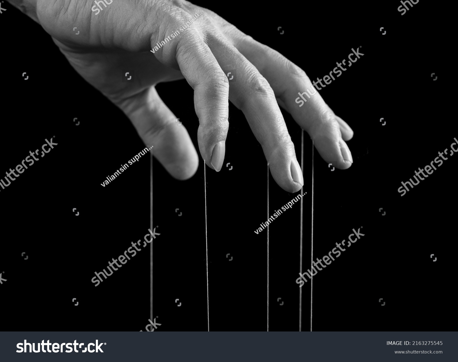 Influence Manipulation Concept Man Hand Strings Stock Photo 2163275545 