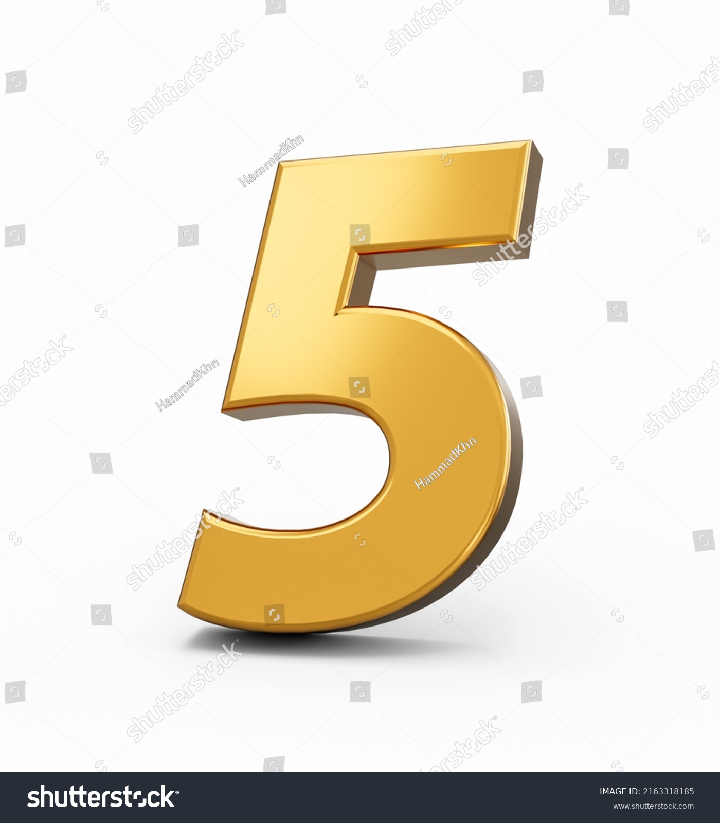 Gold Number 5 Five Isolated White Stock Illustration 2163318185 ...