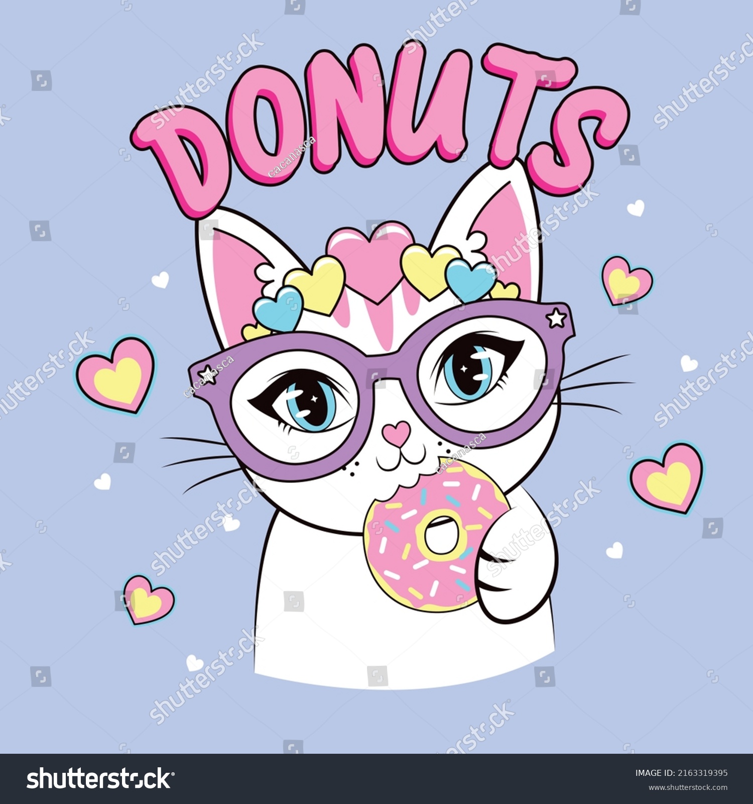 Cat Love Donut Cute Girl Stock Vector Royalty Free 2163319395 Shutterstock 5131