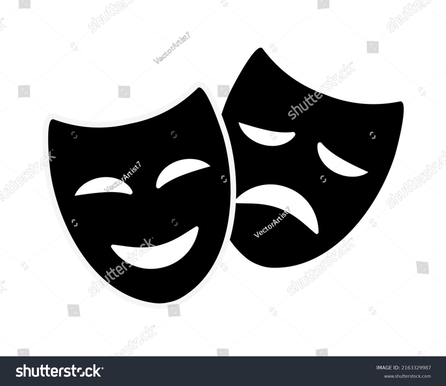 Theatre Masks Opposite Emotions Sad Happy Stock Vector (Royalty Free ...